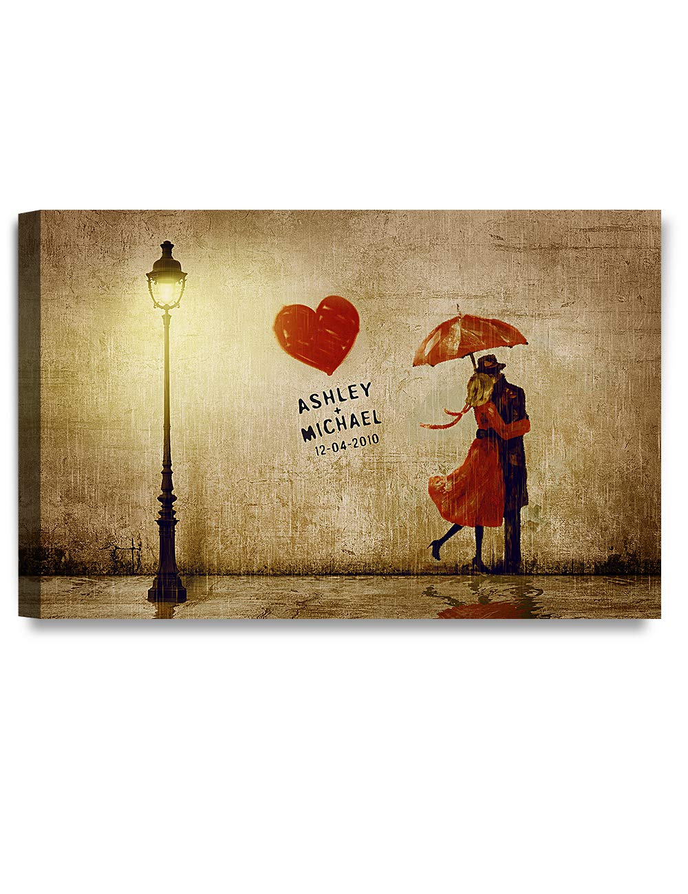 Ipic - Our First Kiss Personalized Canvas Print Artwork For Romantic Anniversary And Wedding Gifts; 30X20