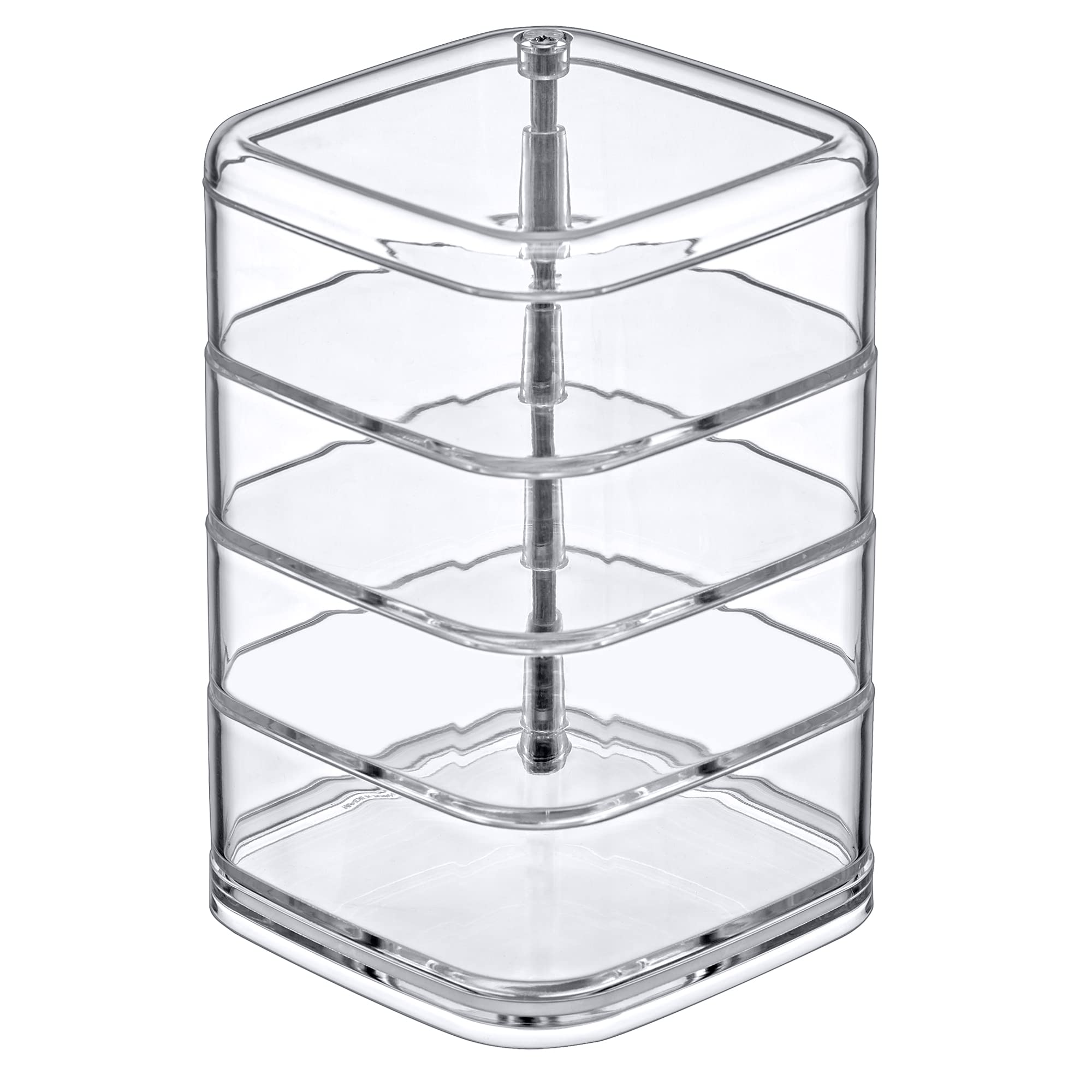 Amazing Abby - Inspire - 4-Tier Acrylic Hair Accessories Organizer With Lid, Plastic Jewelry Holder, Rotating Makeup Accessories