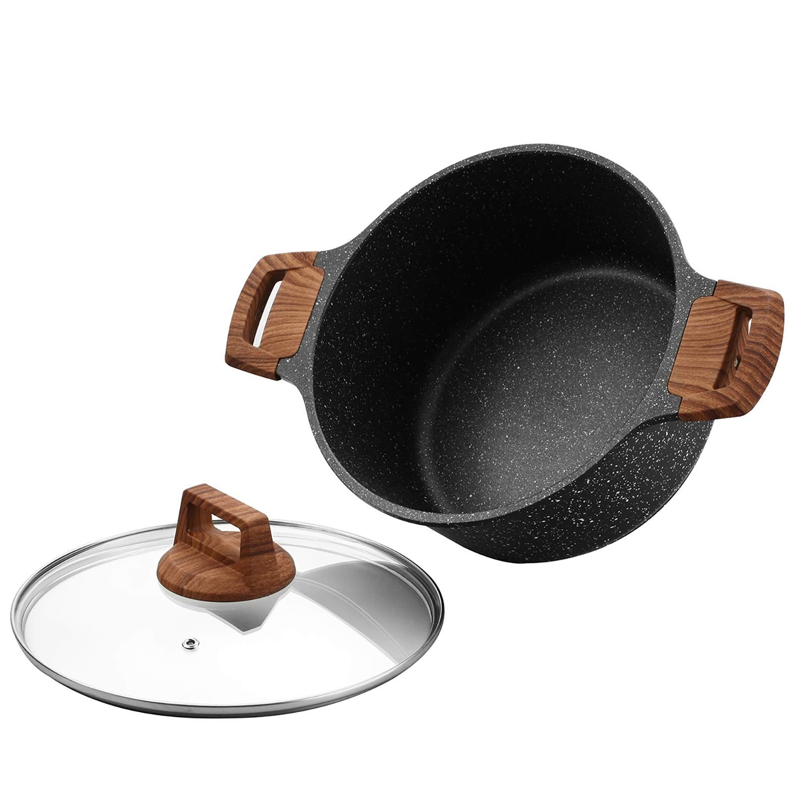 Eslite Life Nonstick Stock Pot With Lid, 5 Quart Granite Coating Large Soup Pot Casserole Dish Cookware, Compatible With All Sto