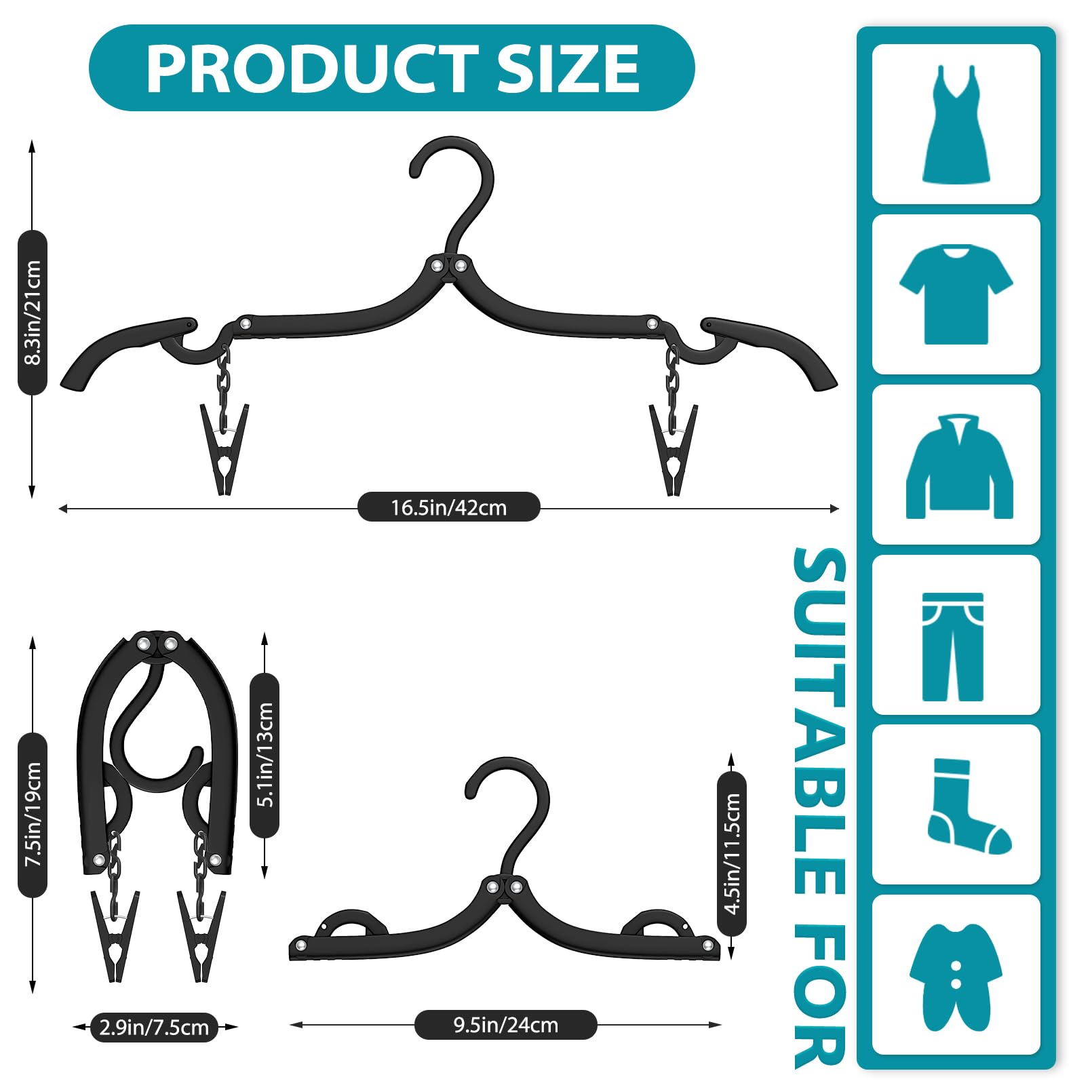 30 Pcs Travel Hangers With Clips Portable Foldable Travel Hanger Organizer, Travel Accessories Essentials Clothes Drying Rack Fo