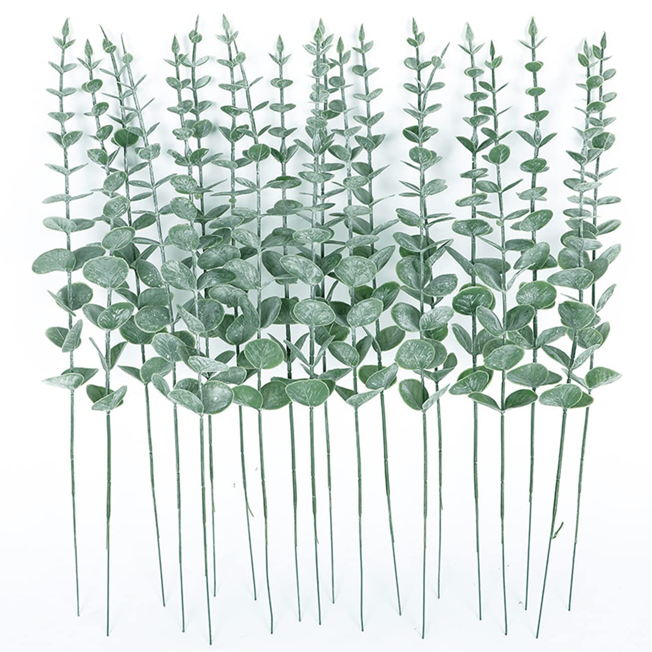 Tinsow 26 Pcs Artificial Eucalyptus Stems Faux Eucalyptuses Real Touch Leaf Wedding Bouquet Centerpiece Filler Home Decor (Green