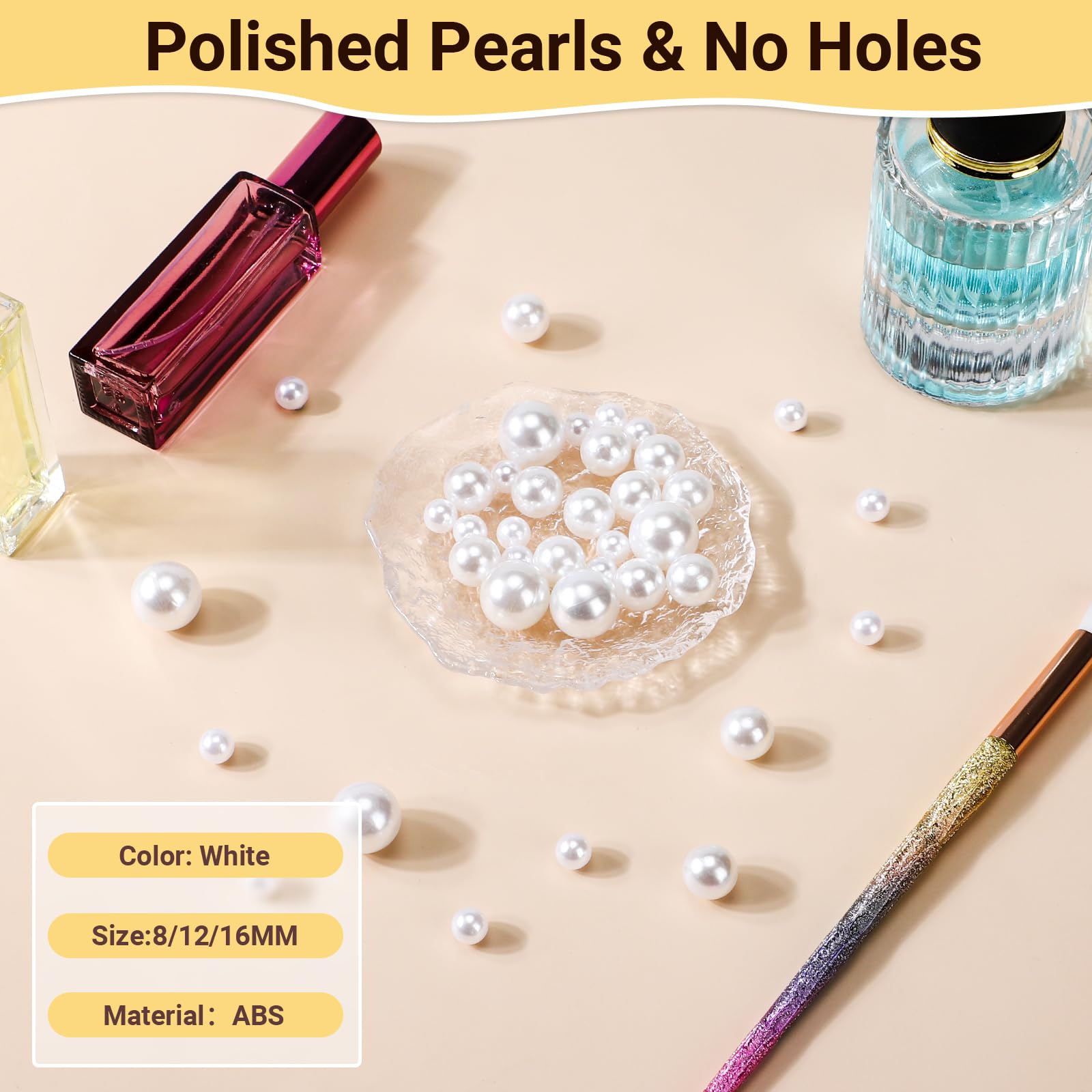 Suream 160PCS Makeup Beads for Brush Holder, 16mm/0.63Inch Round Beads for Cosmetic Pen Organizer, Vase Filler for Wedding Cente