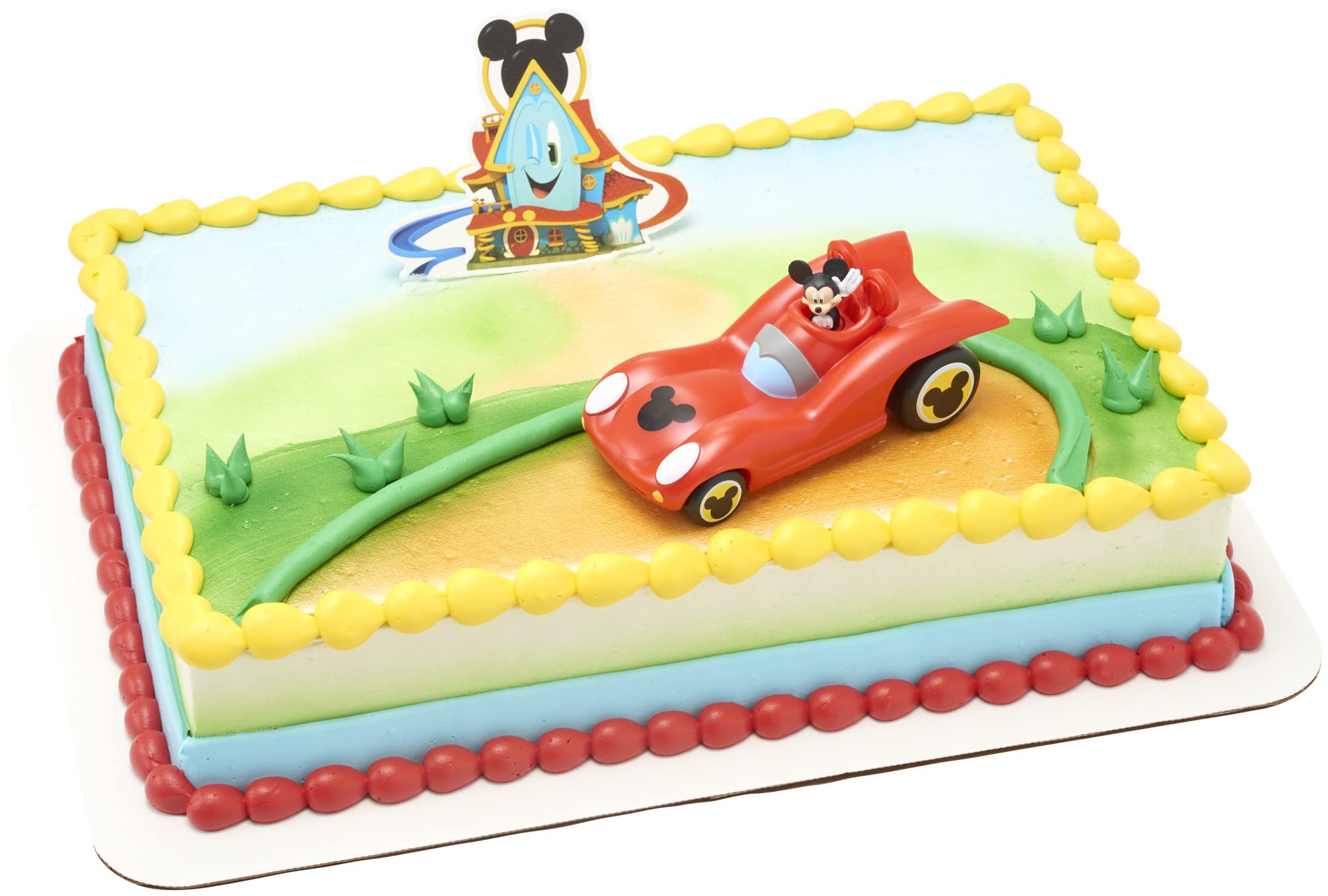 Decoset Disney Mickey Mouse Funhouse Sweet Adventures, 2-Piece Topper Set With Waving Mickey In Car And Pic To Set The Scene, Fo