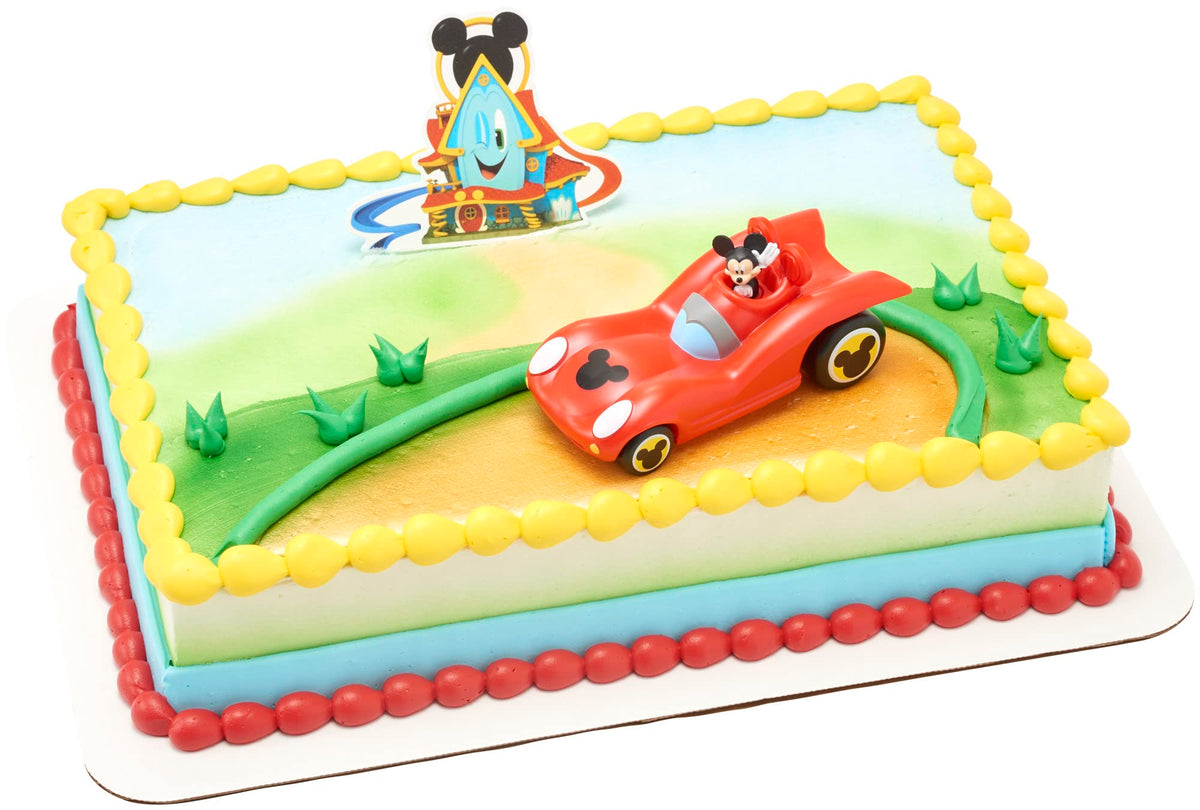 Decoset Disney Mickey Mouse Funhouse Sweet Adventures, 2-Piece Topper Set With Waving Mickey In Car And Pic To Set The Scene, Fo