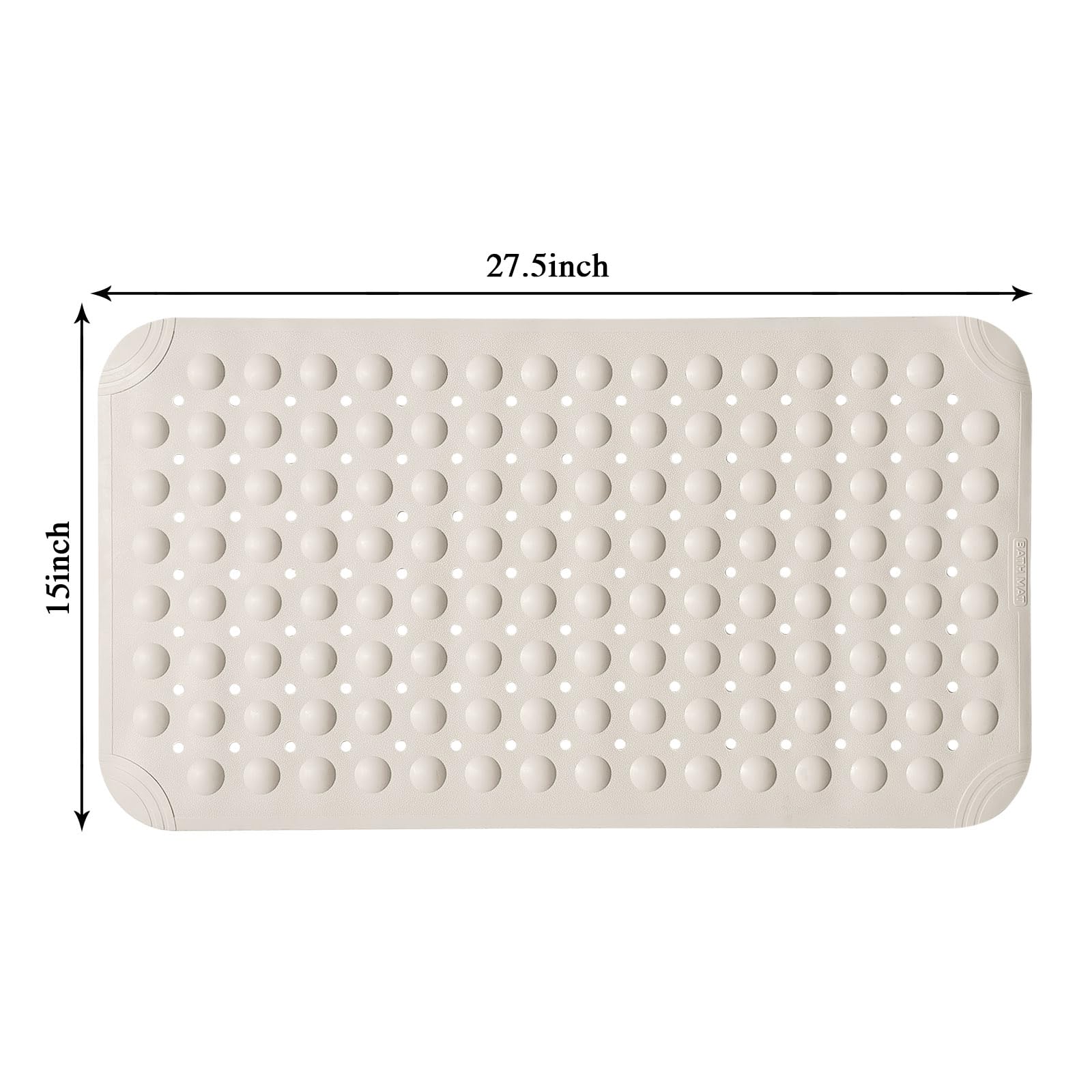 Warmsnow Non Slip Shower Mats For Inside Shower 15 X 27.5 Inch, Tpe Bathtub Mat Non-Slip, Bath Mat For Tub With Suction Cups, Dr