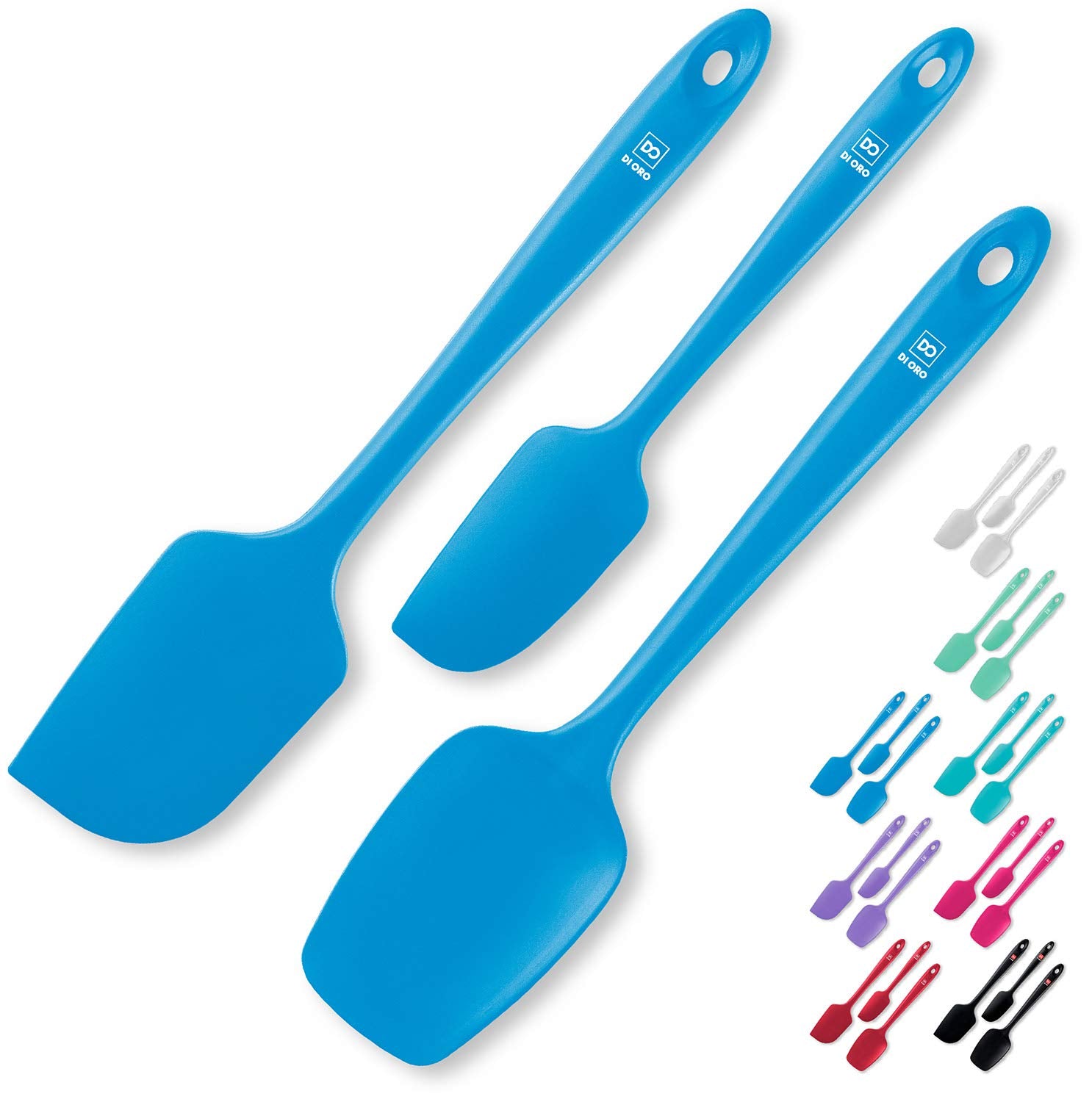 Di Oro Silicone Spatula Set - Rubber Kitchen Spatulas For Baking, Cooking, & Mixing - 600F Heat-Resistant & Bpa Free Silicone Sc