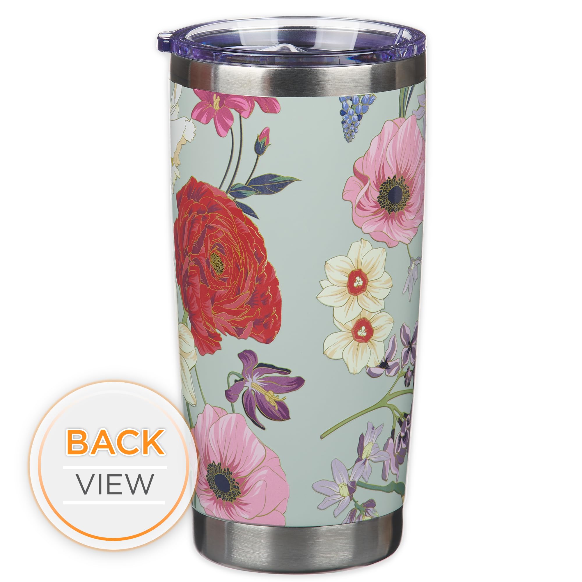 Christian Art Gifts Large Stainless Steel Scripture Travel Mug Tumbler For Women: Lord Is My Strength Inspirational Bible Verse,