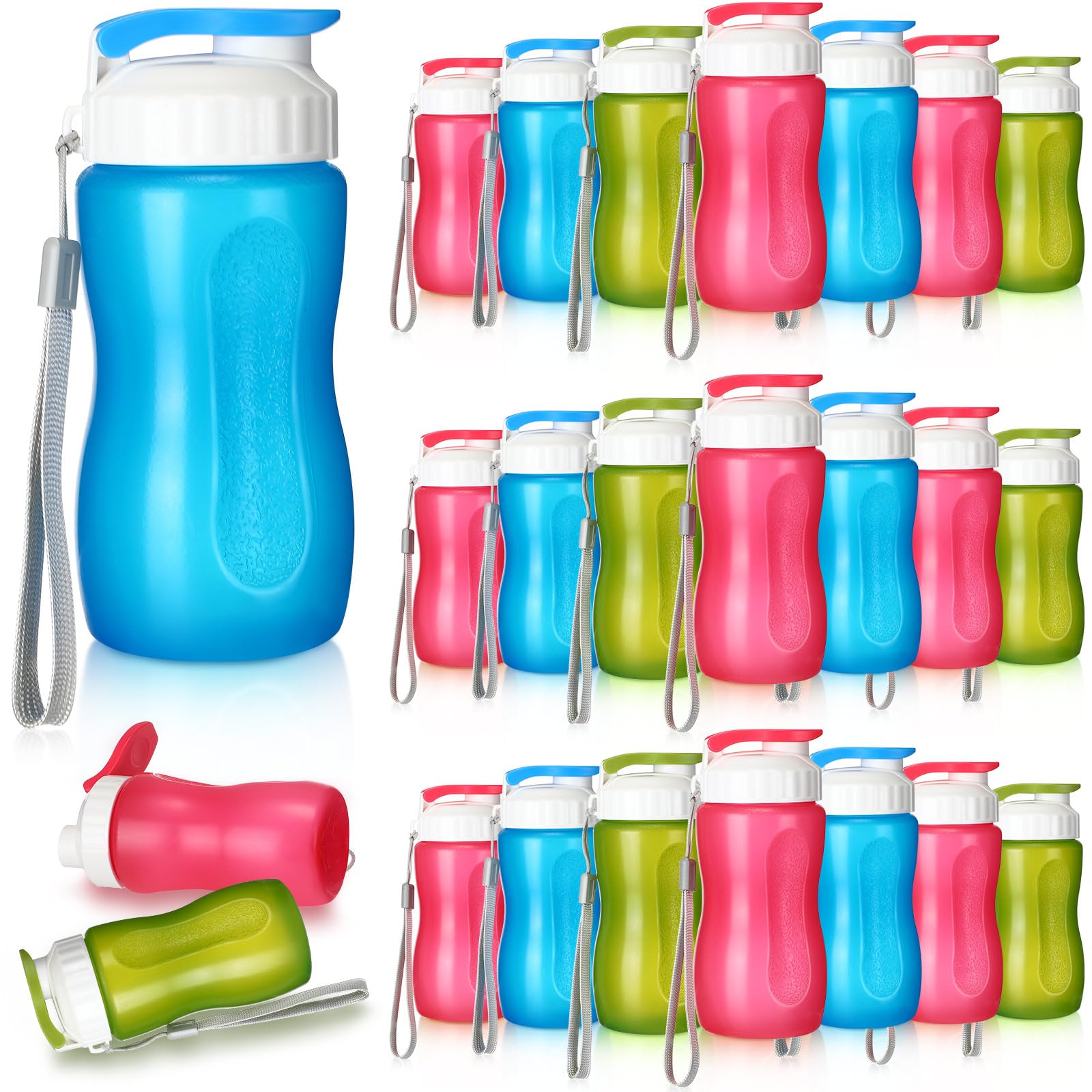 Domensi 36 Pack 12 oz Kids Plastic Water Bottles Reusable Plastic Sports Water Bottles Wide Mouth Leak Proof Lightweight for Boy