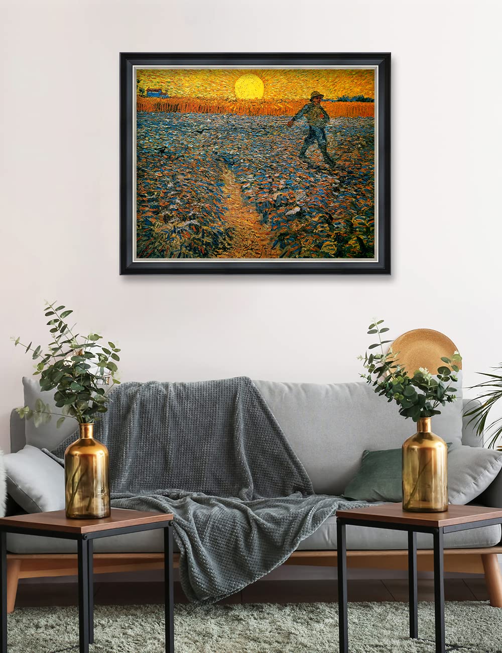 Decorarts - The Sower By Vincent Van Gogh. Giclee Print Art Reproduction With Matching Solid Wood Frame In Classical Style. Tota