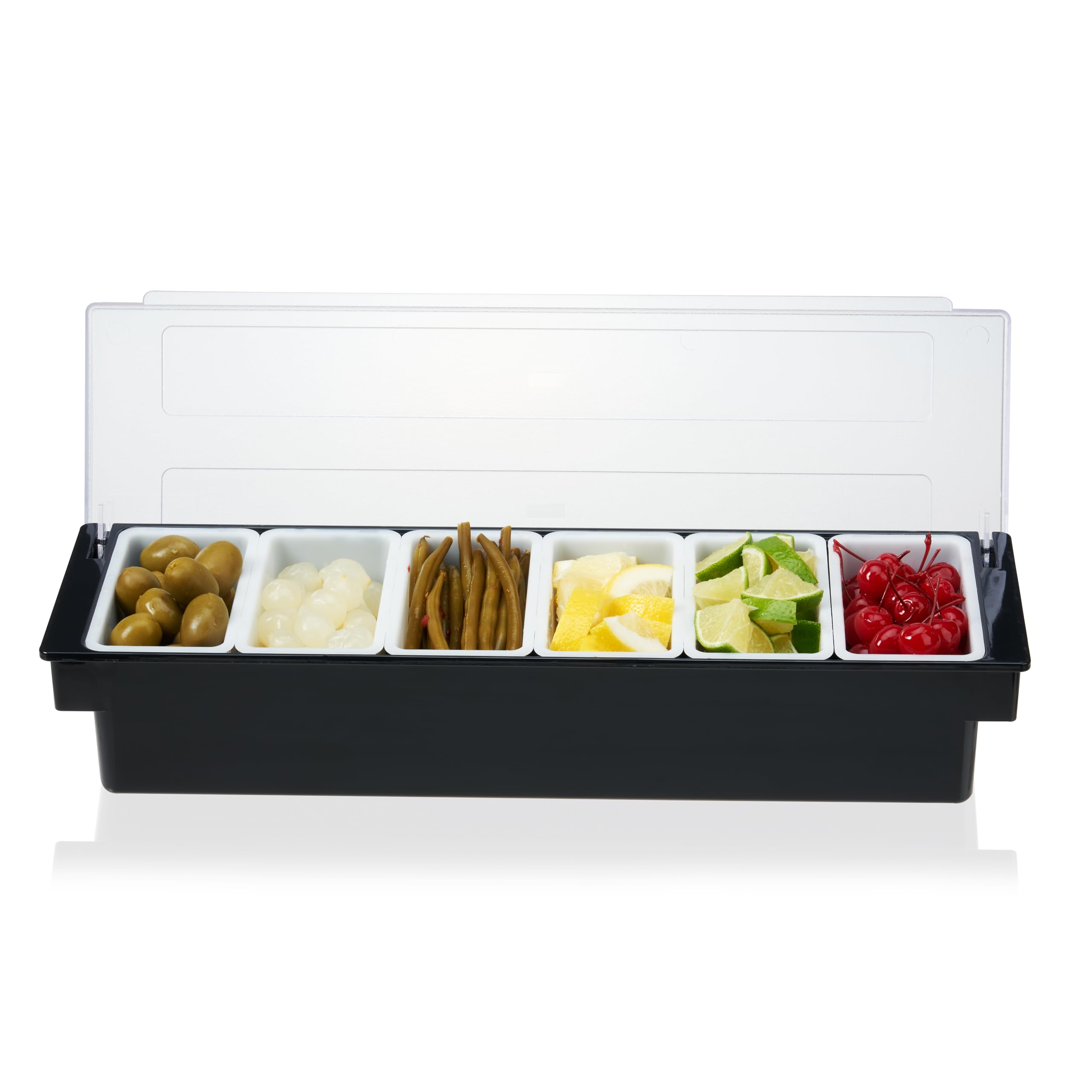 True Caddy With 6 Compartment And Lid Storing Garnishes, Fruits Olives Lemons, For Restaurants, Home Bars, Hosting Essentials, B