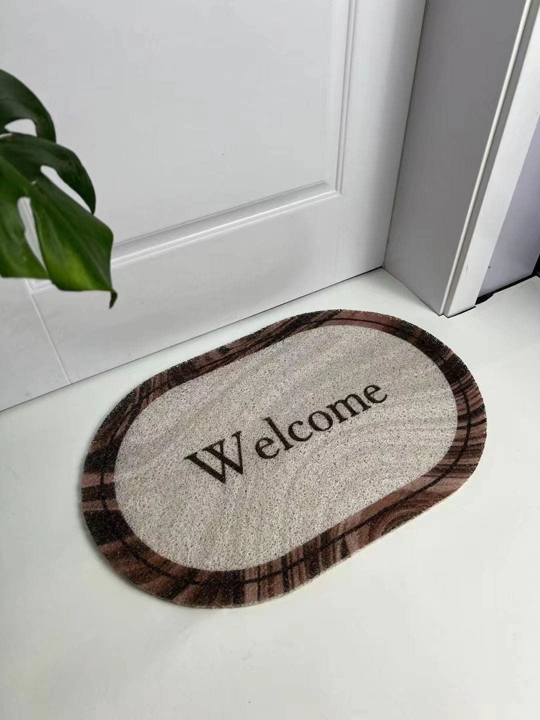 Istara Door Mat|Polyethylene Durable & Anti-Slip Natural Oval Welcome Print Floor Mat|Rug For Indoor Or Outdoor Anti-Skid & Wate