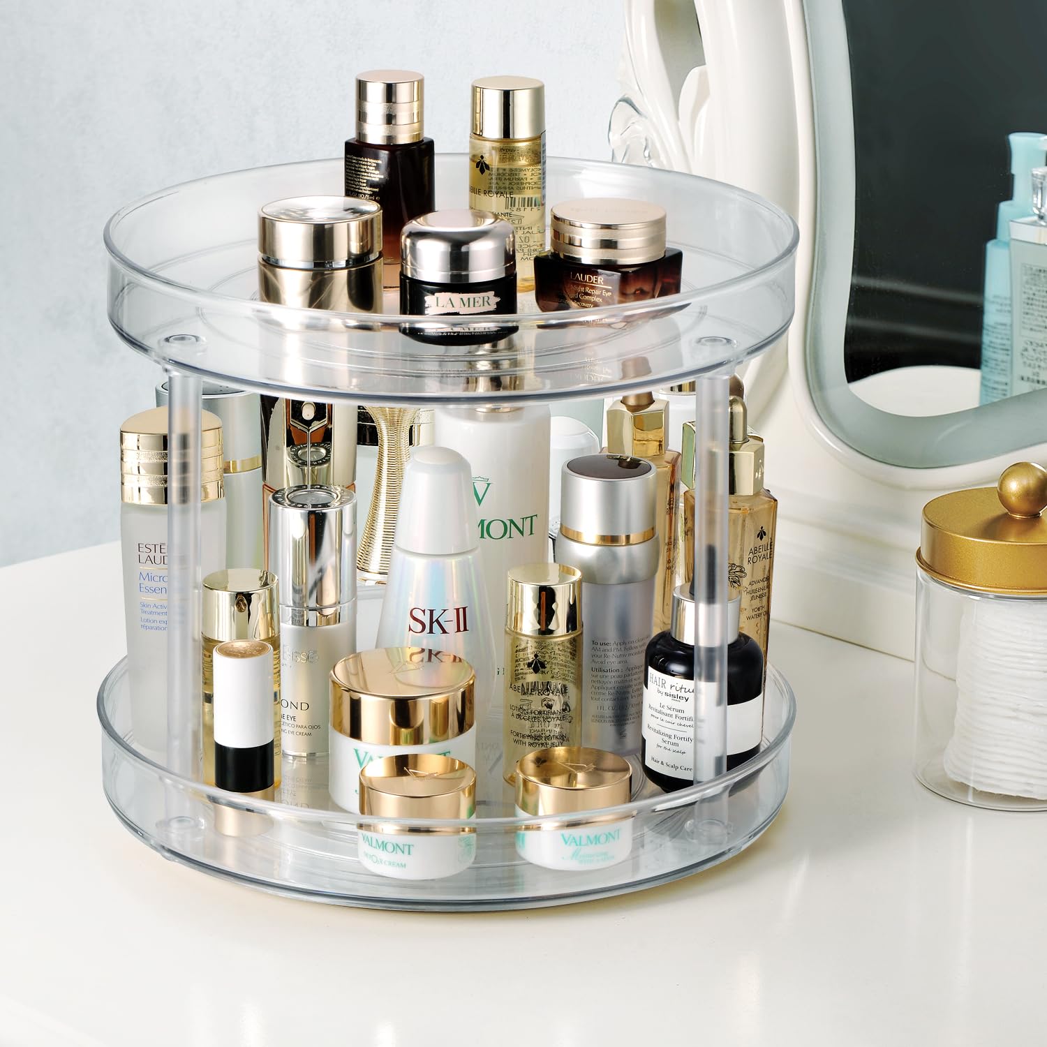 Amolliar 2 Tier 11'' Lazy Susan, Rotating Turntable Organizer For Cabinet, Kitchen, Fridge, Countertop, Bathroom, Pantry Organiz