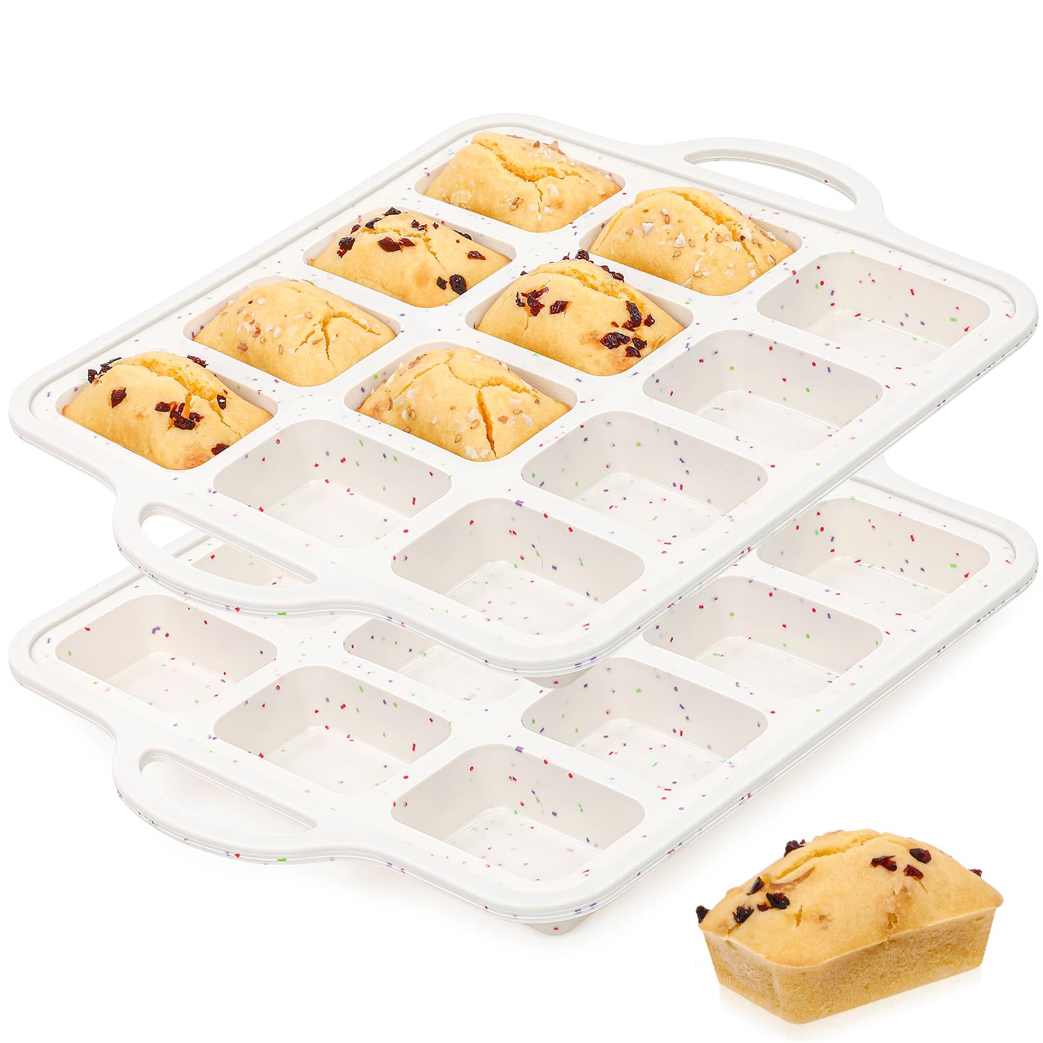 Silicone Mini Loaf Pans with Metal Reinforced Frame,12Cavity loaf pans 2Pc