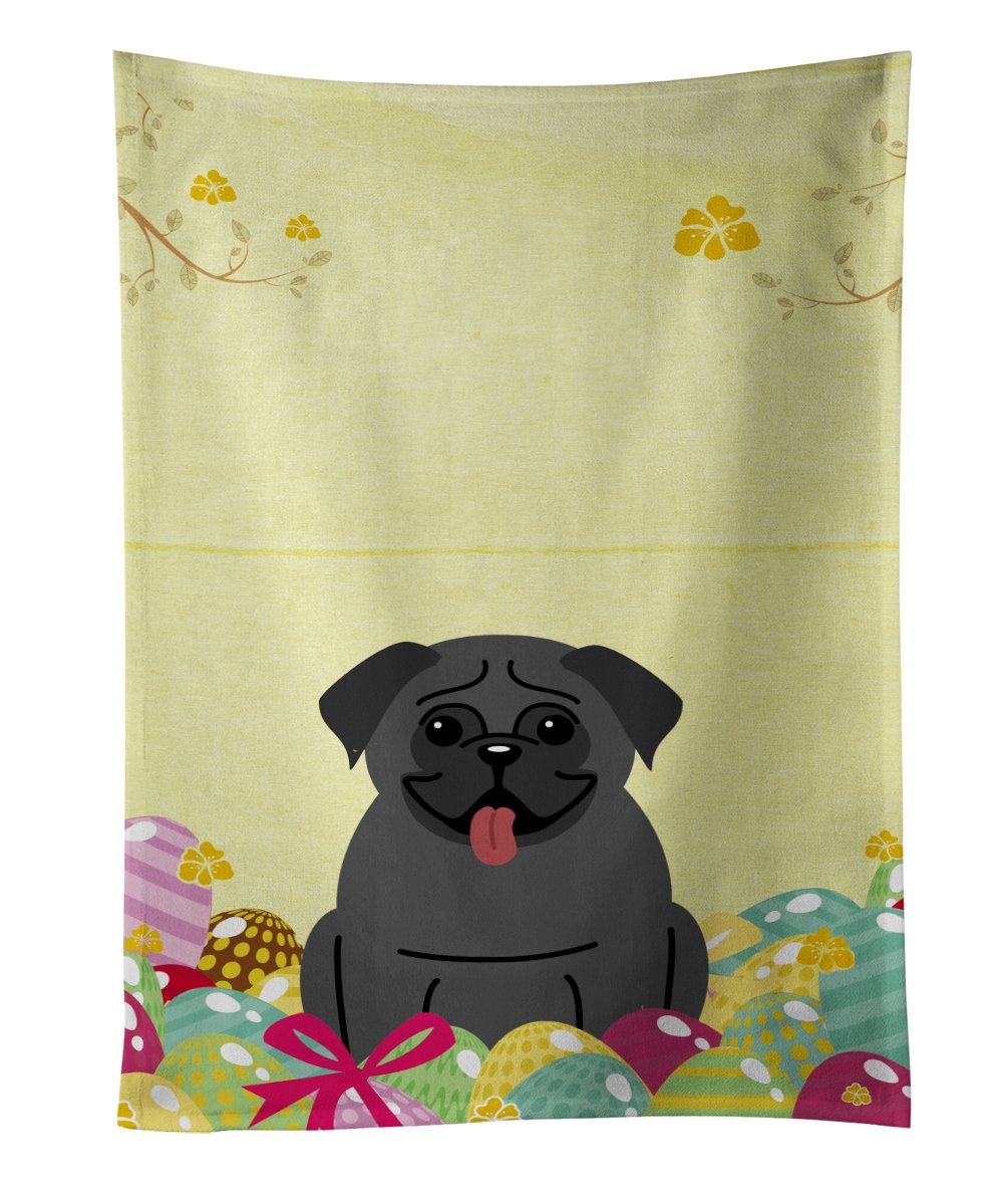 Caroline'S Treasures Bb6006Ktwl Easter Eggs Pug Black Kitchen Towel Dish Cloths Guest Hand Towel Decorative Bathroom Towel For F