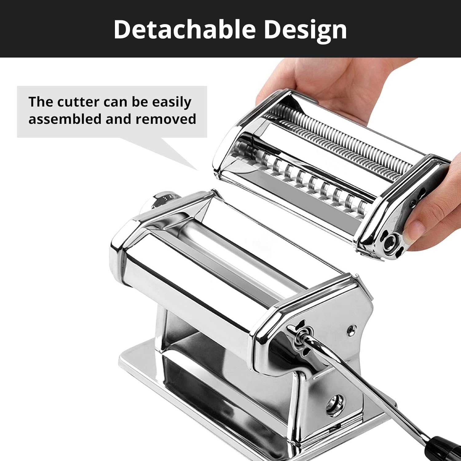 Pasta Maker, Metluck Stainless Steel Pasta Machine Manual Roller Pasta Maker With 9 Thickness Settings For Spaghetti Linguine Fe