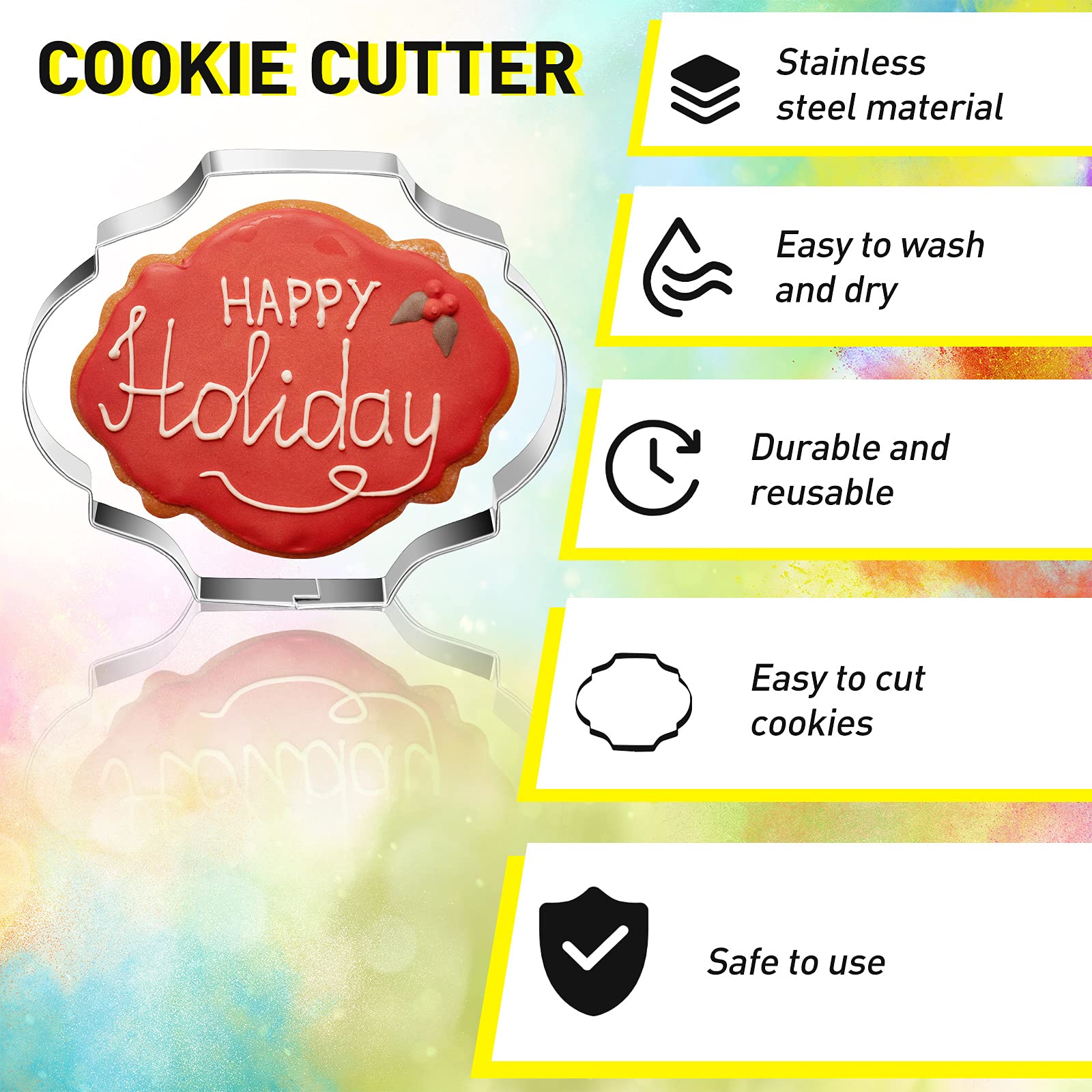 10 Pieces Plaque Frame Cookie Cutter Stainless Steel Biscuit Cutter Fondant Cake Decorating Tools And 6 Pieces Sugar Stirring Pi