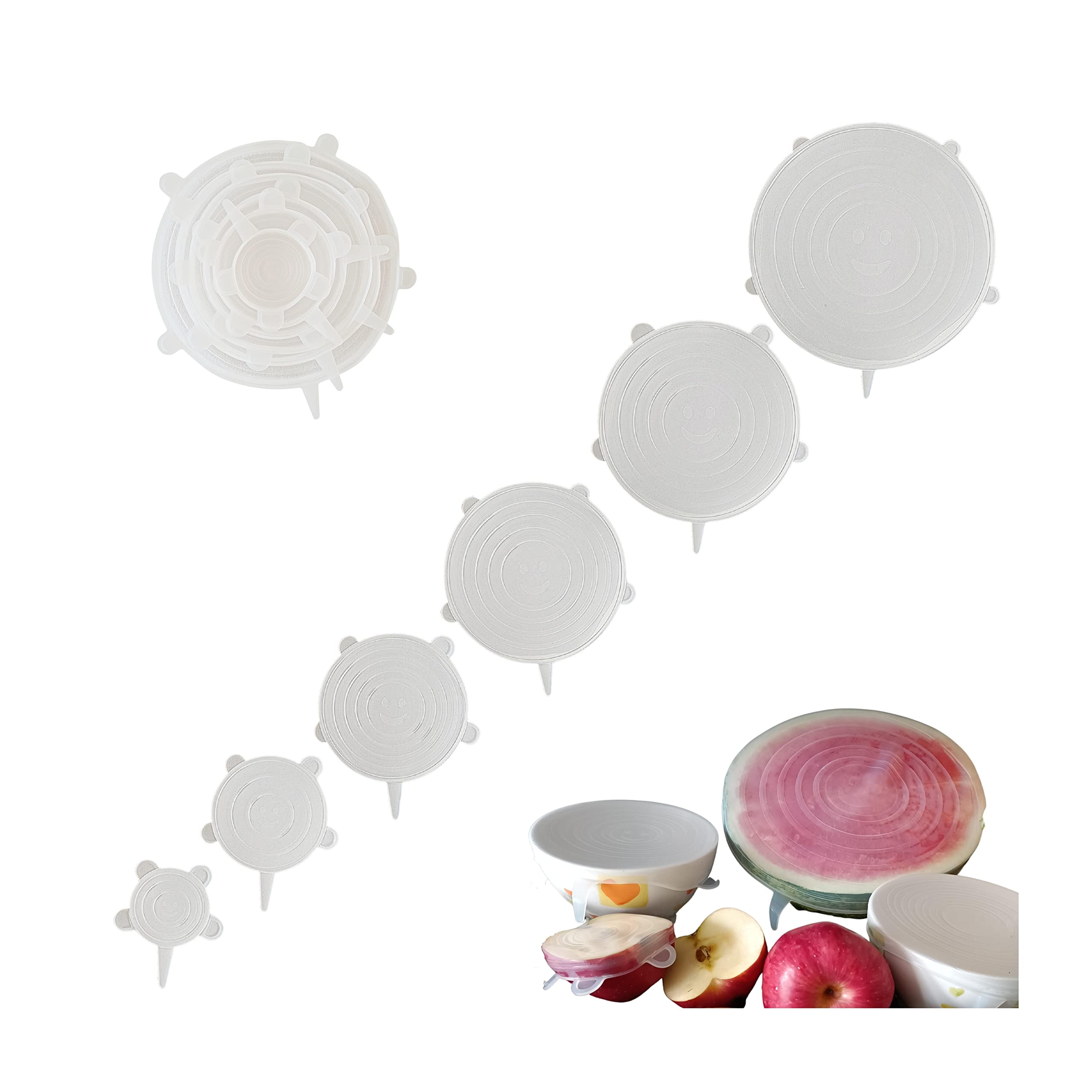 Silicone Stretch Lids - 12 Pieces Reusable Food Covers - Various Sizes Silicone Lids For Food Storage - Microwave, Dishwasher, F