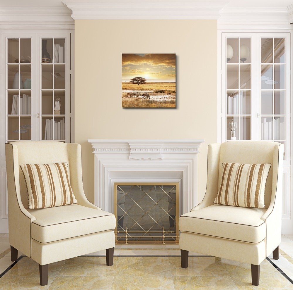 Canvas Prints Wall Art - Beautiful Landscape/Scenery Of African Safari At Sunset | Modern Wall Decor/Home Art Stretched Gallery