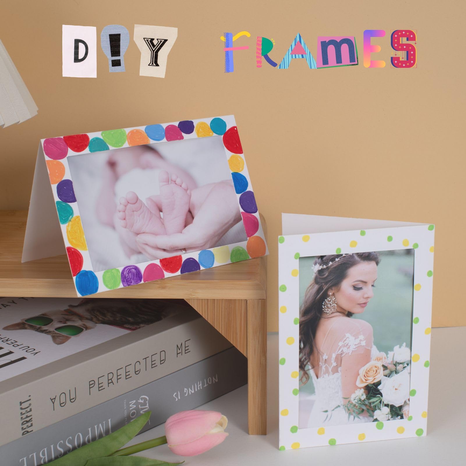 Litpoetic 200 Count Photo Frame Cards with Envelopes 4x6 Paper Picture Frame Notecards Photo Card Holder Set for Thanksgiving, H