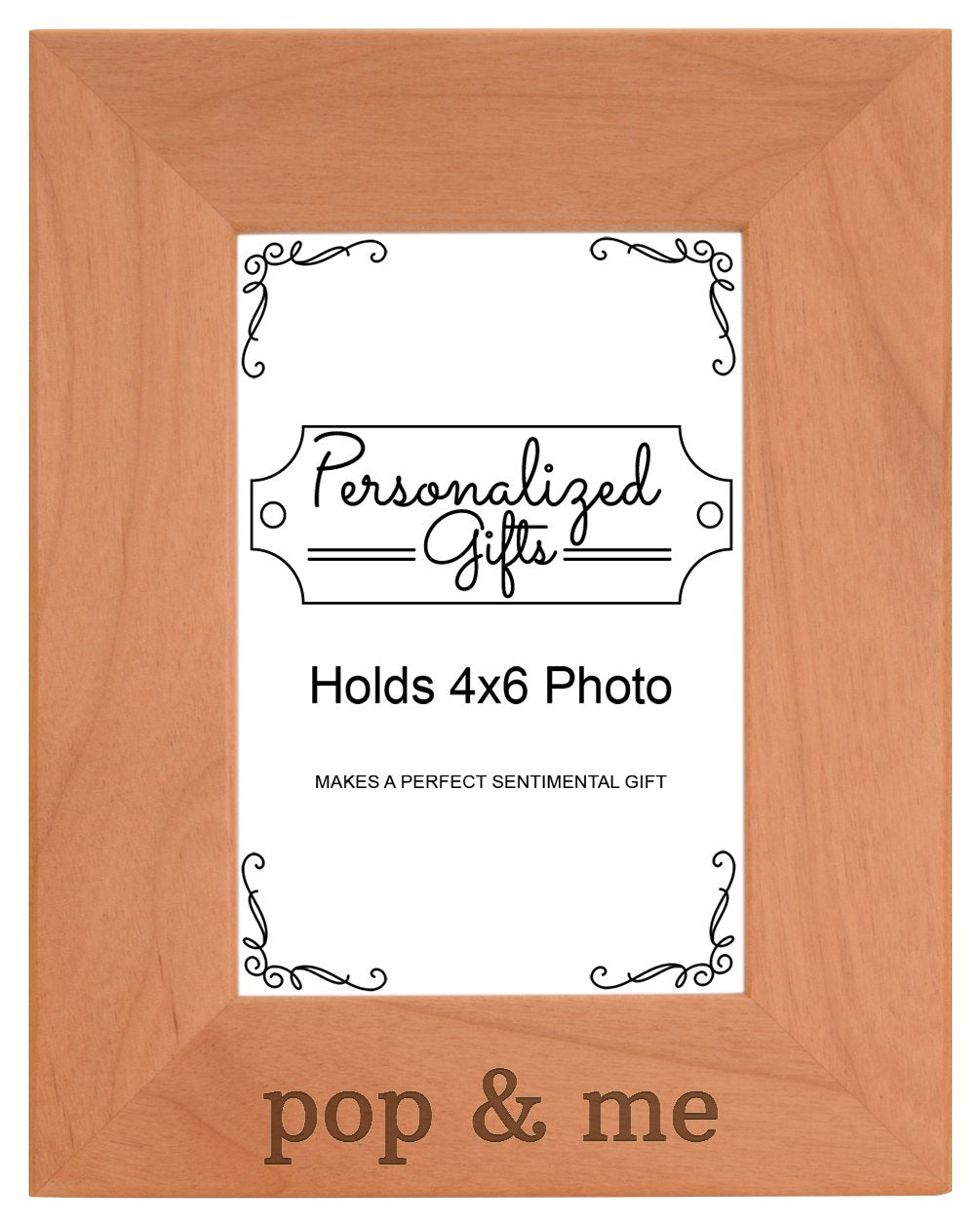Personalized Gifts Grandpa Gift Pop and Me Grandchild Natural Wood Engraved 4x6 Portrait Picture Frame Wood