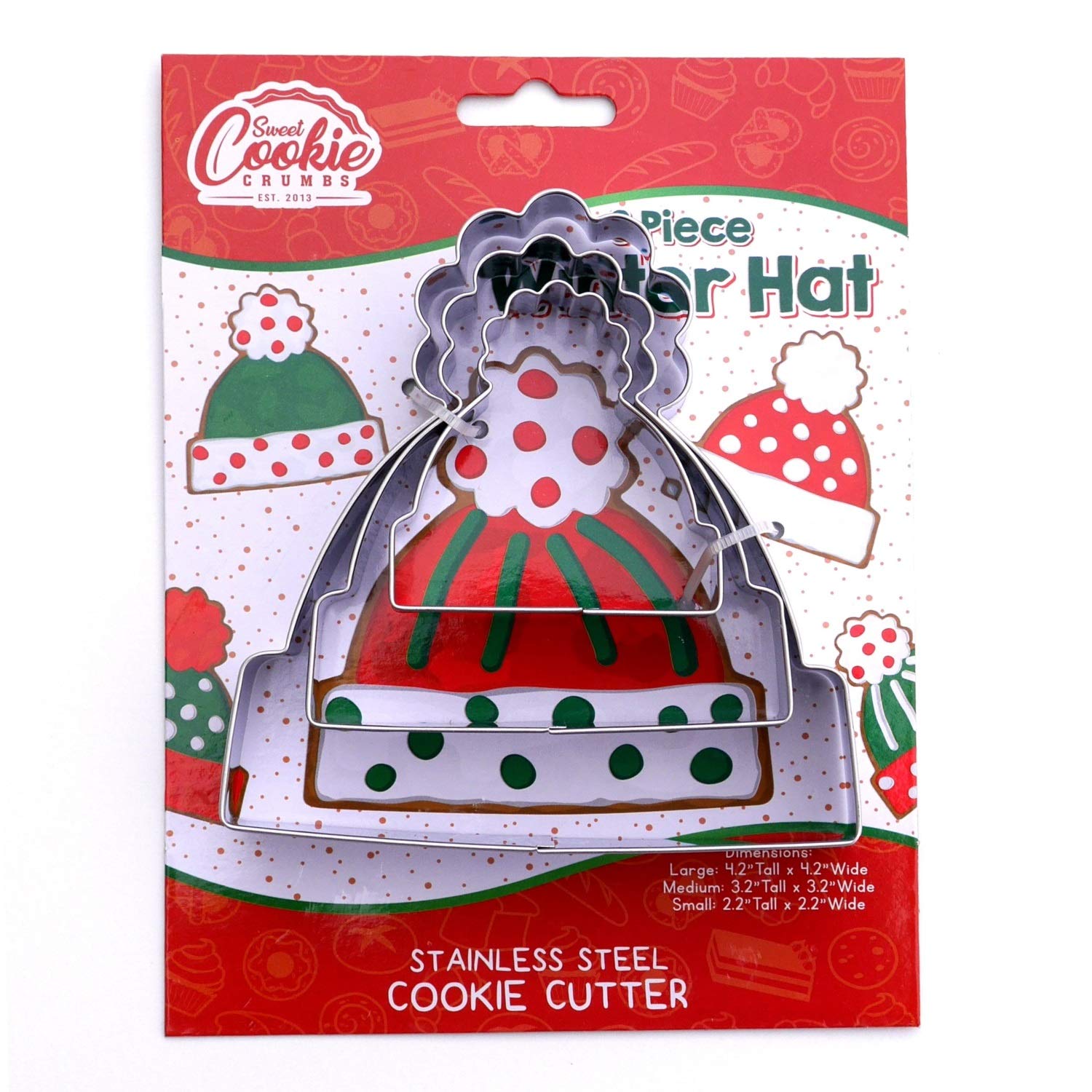 Winter Hat Cookie Cutter 3 Piece Set, Premium Food-Grade Stainless Steel, Dishwasher Safe (Winter Hat 3 Piece)