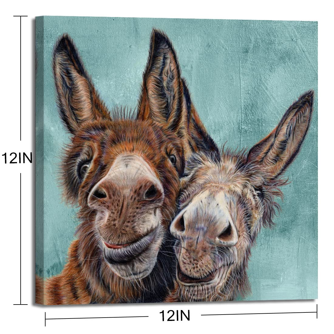 Soothan Country Farmhouse Donkey Canvas Pictures Prints Funny Animal Wall Decor Posters For Mens Boys Bedroom Office Rustic Farm