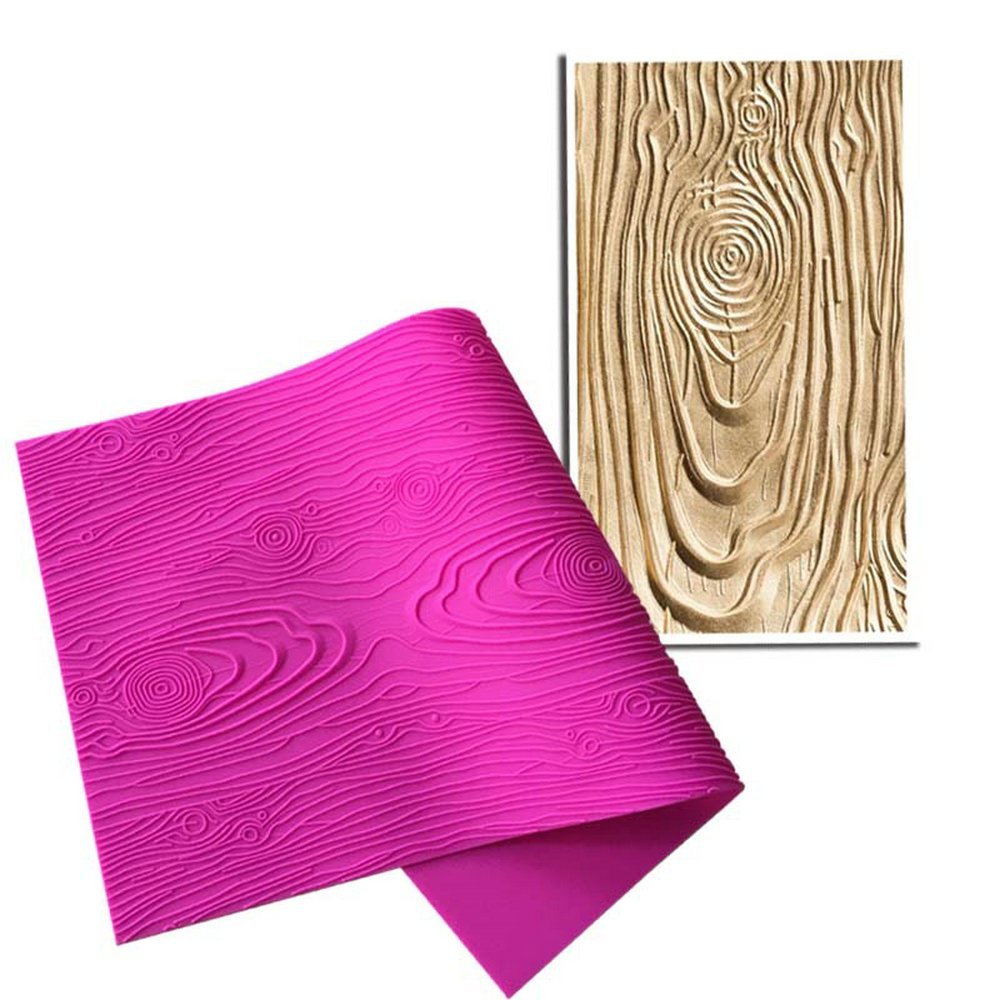 Ak Art Kitchenware Woodgrain Fondant Impression Mat Silicone Cake Lace Mold Cake Texture Mat Pink Blm-23