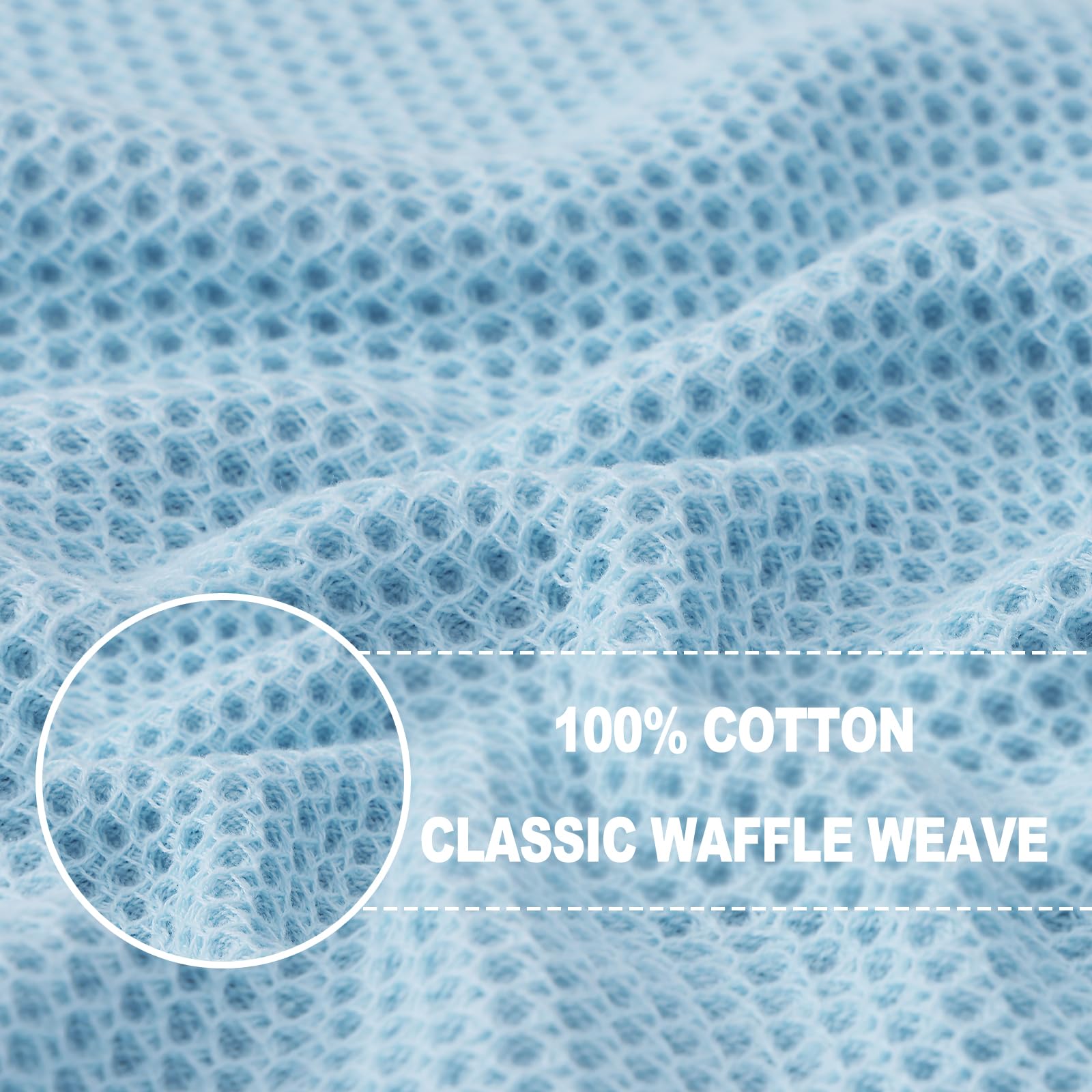 Homaxy 100% Cotton Waffle Weave Kitchen Dish Cloths, Ultra Soft Absorbent Quick Drying Dish Towels, 12 x 12 Inches, 8-Pack, Sky