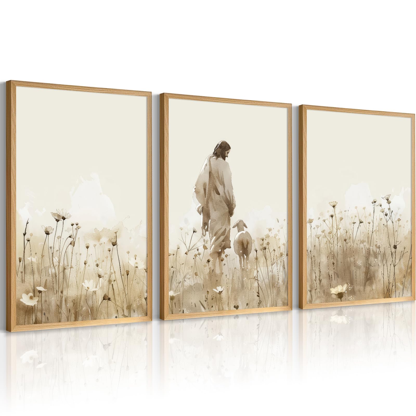 Syyankk Jesus Sheep Wall Art - 12X16 Unframed