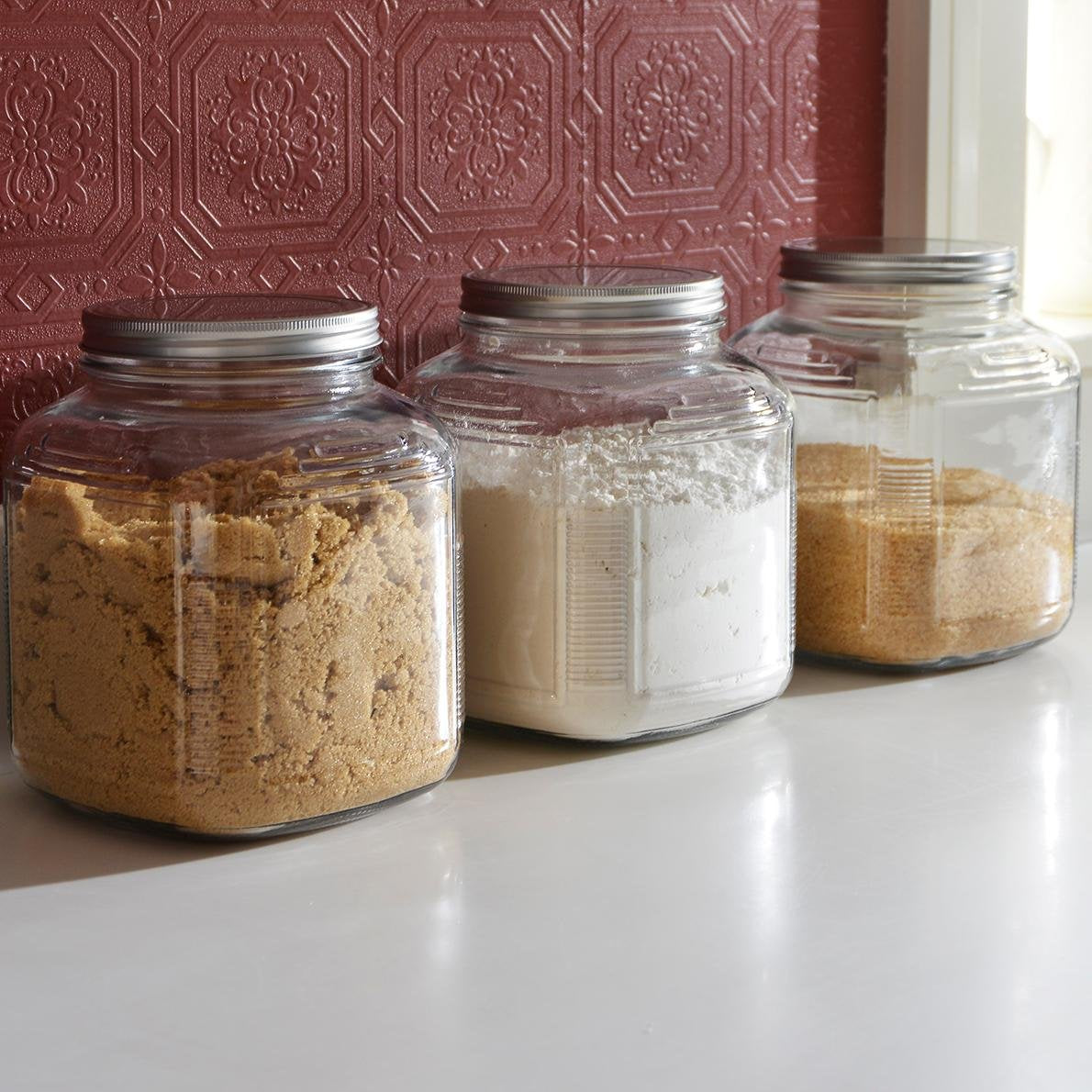 Anchor Hocking 2-Quart Cracker Jar With Brushed Aluminum Lid, Set Of 4