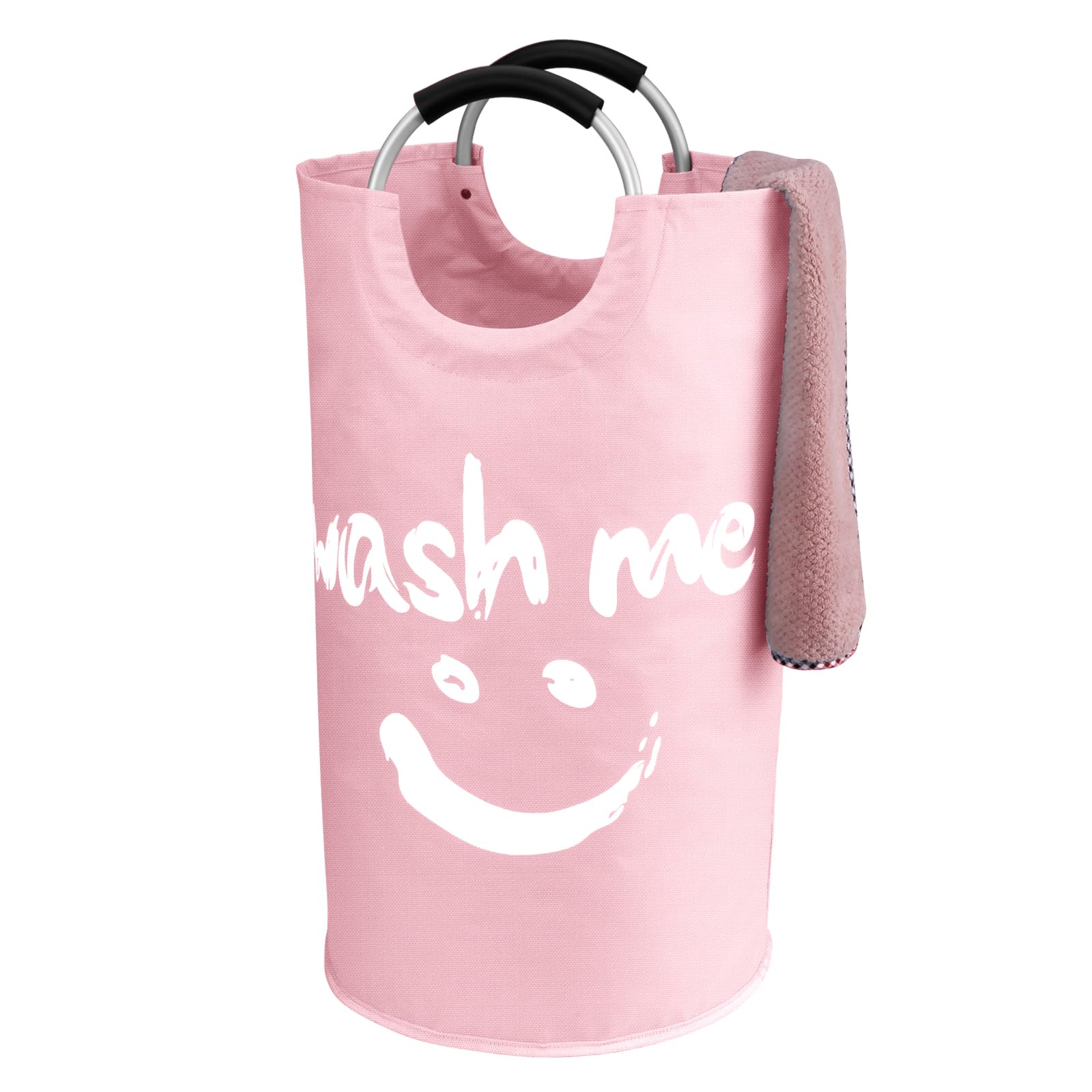 Ihomagic Laundry Hamper With Handles, 95 L, Freestanding Laundry Container, Foldable, Laundry Bag With Smiley Pattern For Dirty