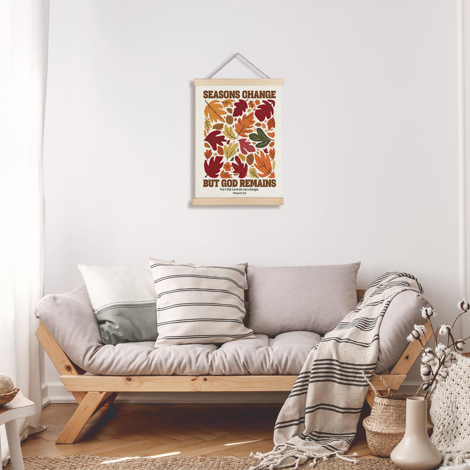 Supwhd Christian Fall Wall Art With Wooden Poster Hanger, Fall Wall Decor, Fall Posters, Farmhouse Autumn Harvest Thanksgiving W