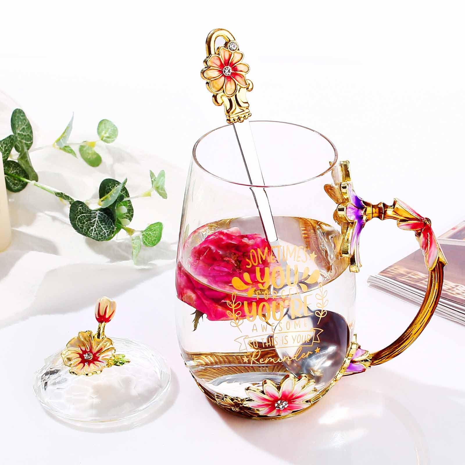 Luka Tech Friendship Gifts For Women Friend Gifts For Women  Lovely Flower Tea Cup Coffee Mug Birthday Gifts For BFF  Female  Corworker  Bestie