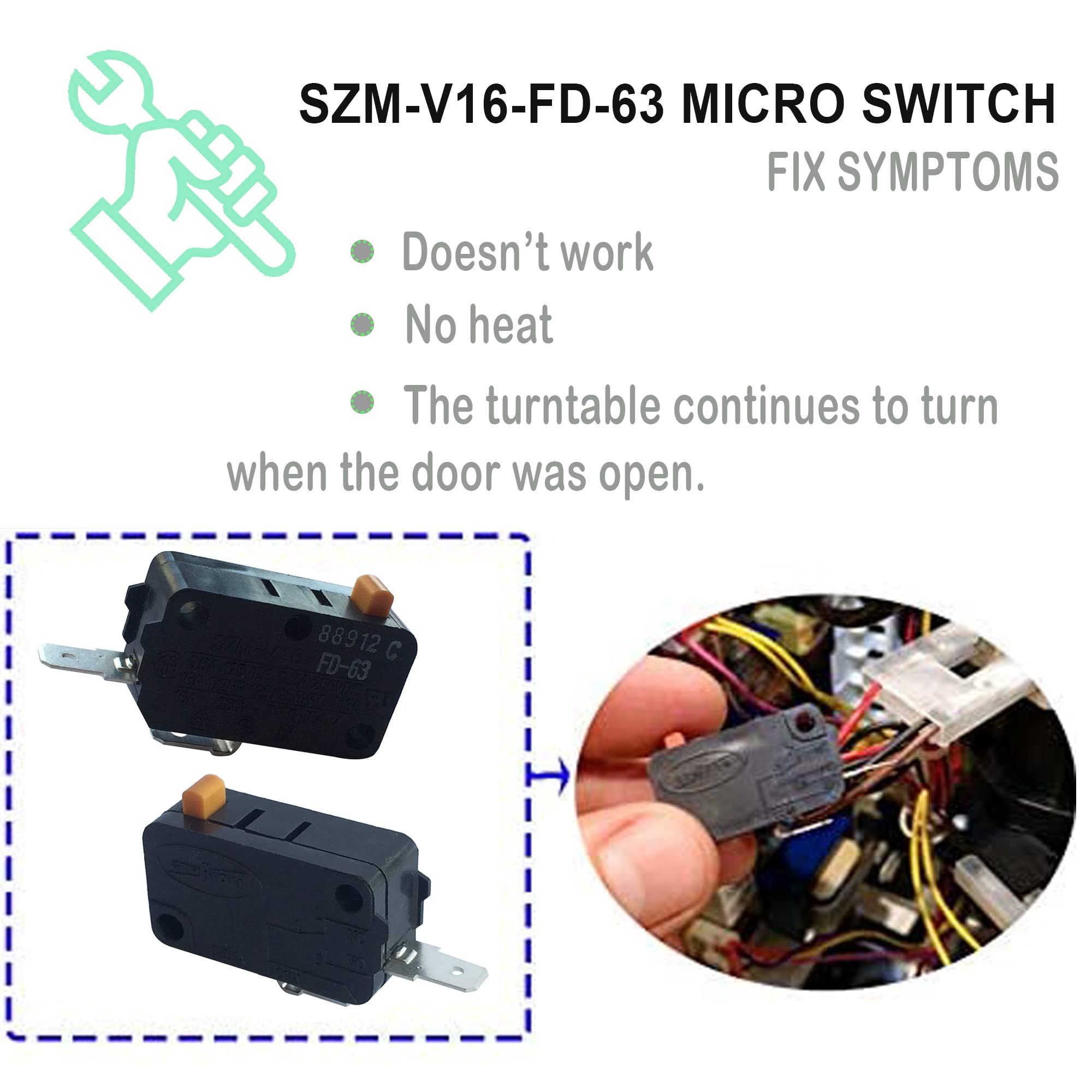 LONYE 3405-001034 Microwave Door Switch Replacement for Samsung LG GE Kenmore Microwave SZM-V16-FD-63 3405-000178 AP4044834 (Normally Open)(Pack of 2)