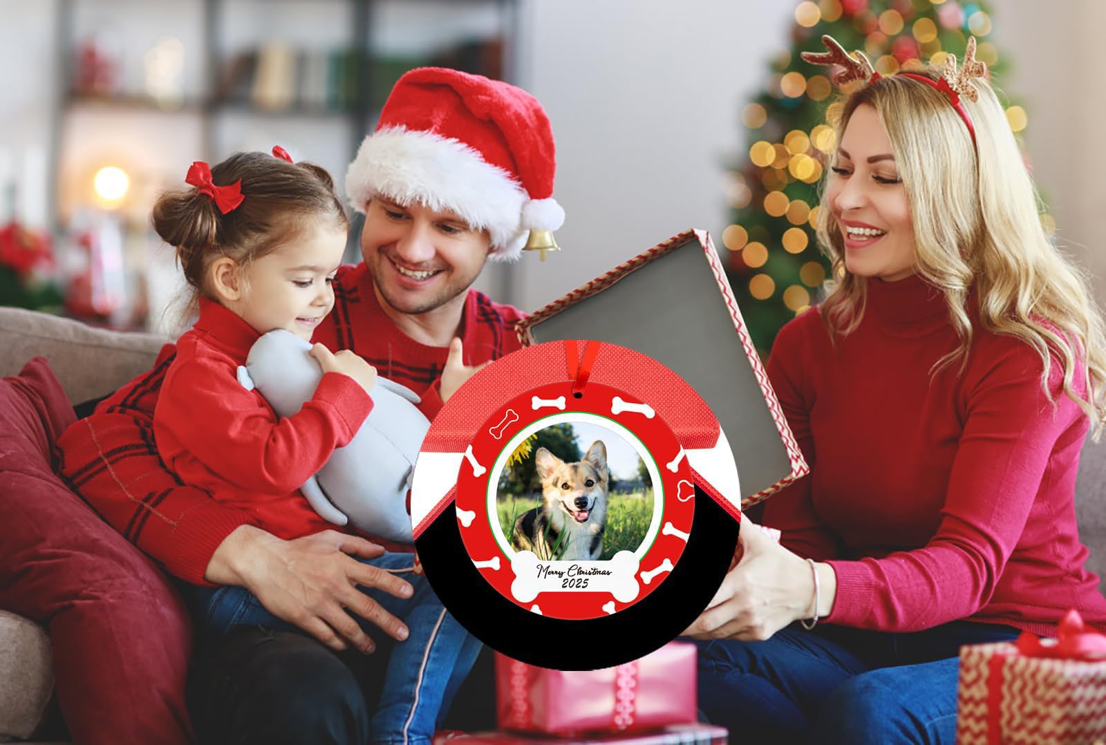 PETCEE Dog Picture Frame Ornaments 2025 - Dog Ornaments for Christmas Tree Decorations Personalized Dogs Christmas Picture Frame