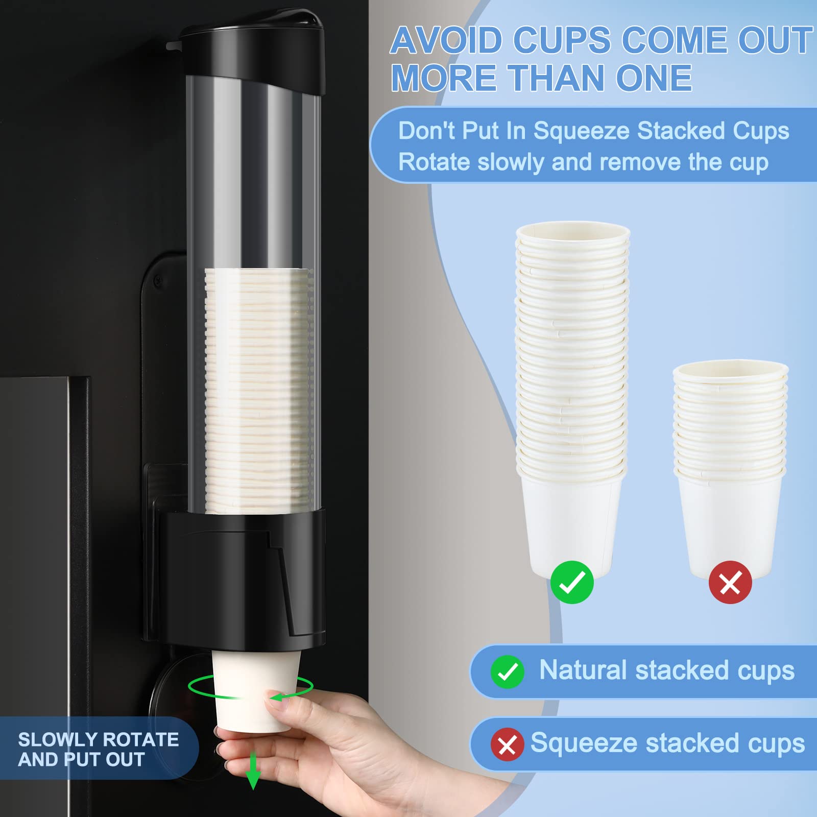 2 Pieces Cup Dispenser Pull Type Automatic Remover Cup Holder Fit 5 Oz To 7Oz Plastic Water Machine Cup Holder Wall Mount Bathro
