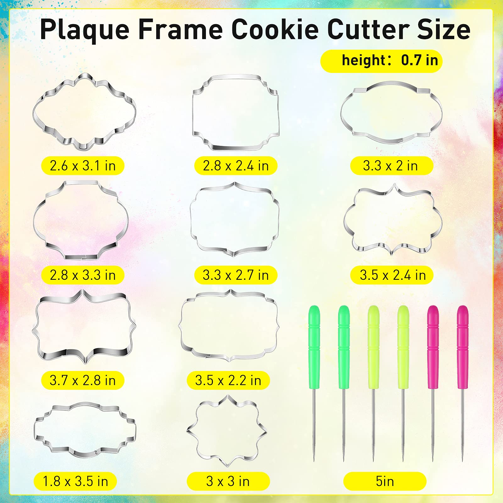 10 Pieces Plaque Frame Cookie Cutter Stainless Steel Biscuit Cutter Fondant Cake Decorating Tools And 6 Pieces Sugar Stirring Pi
