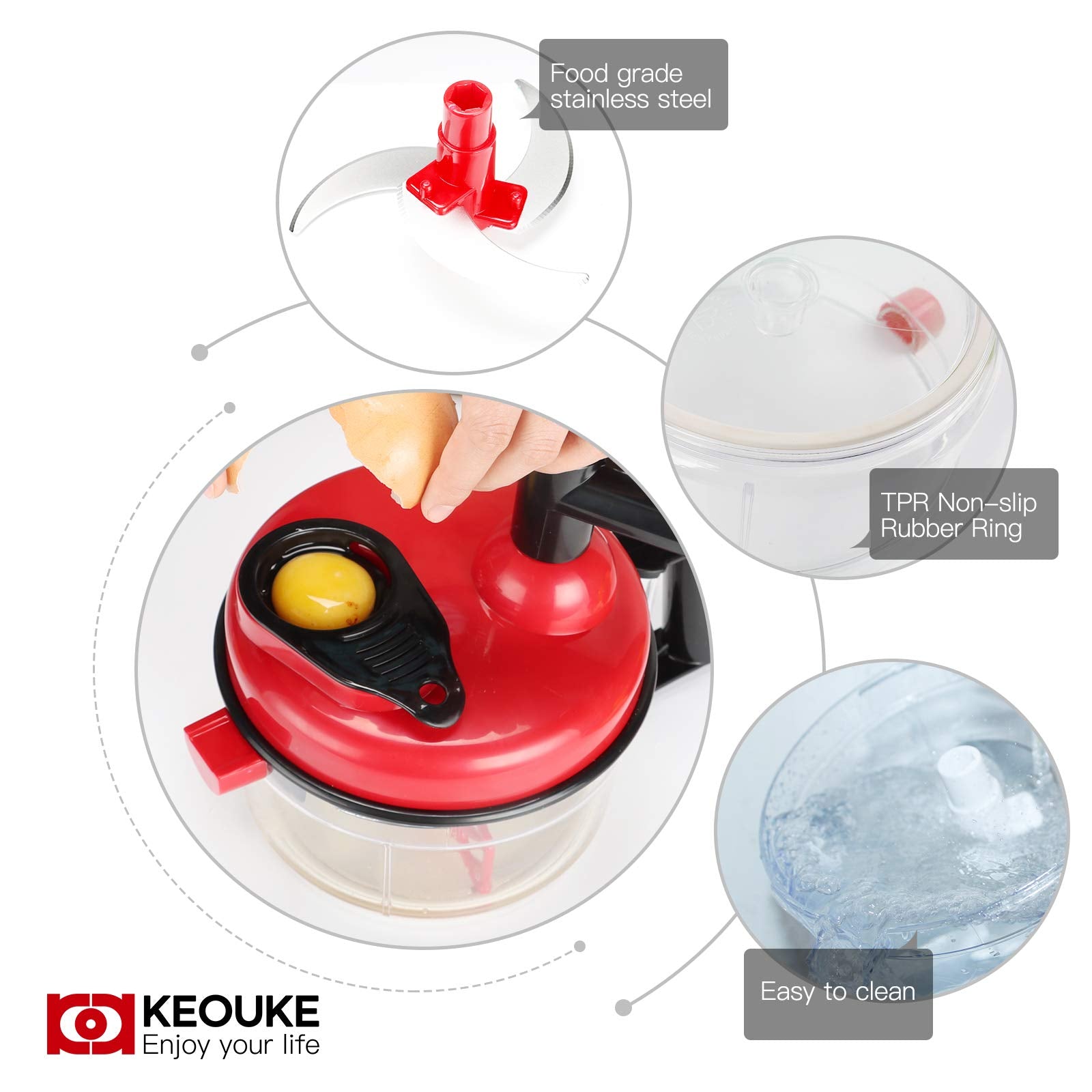 Keouke Onion Chopper Food Chopper- Hand Crank Food Processor Chops Chili, Vegetable, Nuts, Fruits, Salad With A Egg Separator