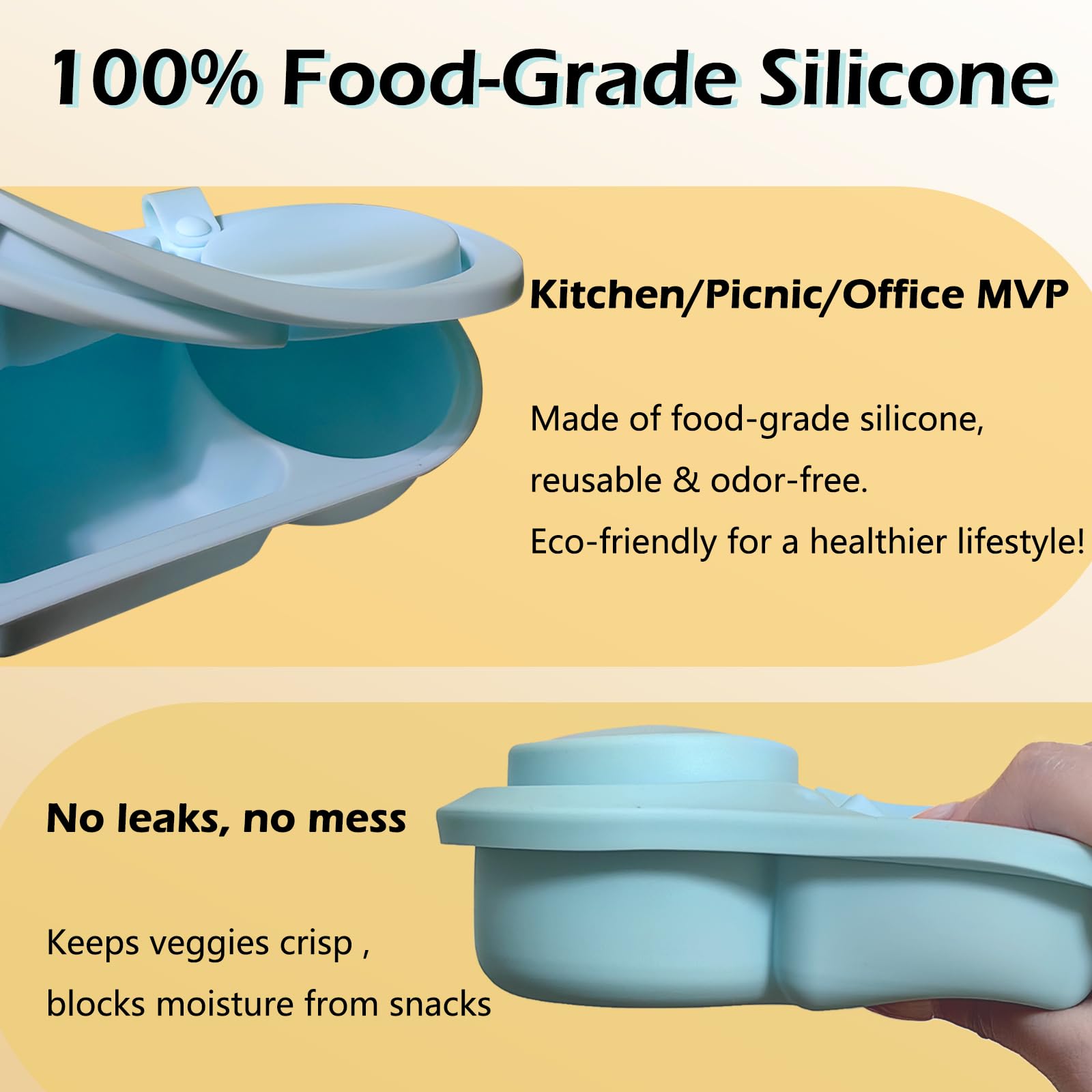 3 Pack Small Silicone Snack Containers with Lids for Baby, Reusable Food Storage Containers for Kids, Salad Dressing Container,