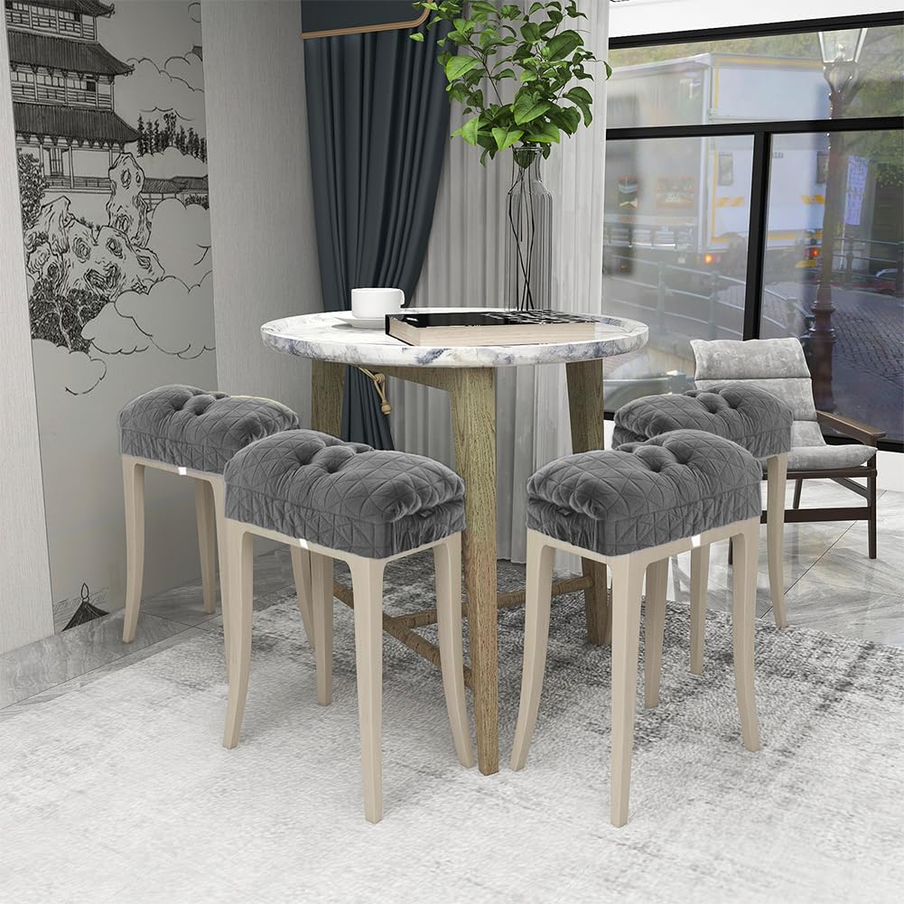 Buyue Seat Cushion For Saddle Stool, Luxury Triangle Fashion Jacquard With Anti-Skid Silicone Bar Stool Cushion Padded (Dark Gre