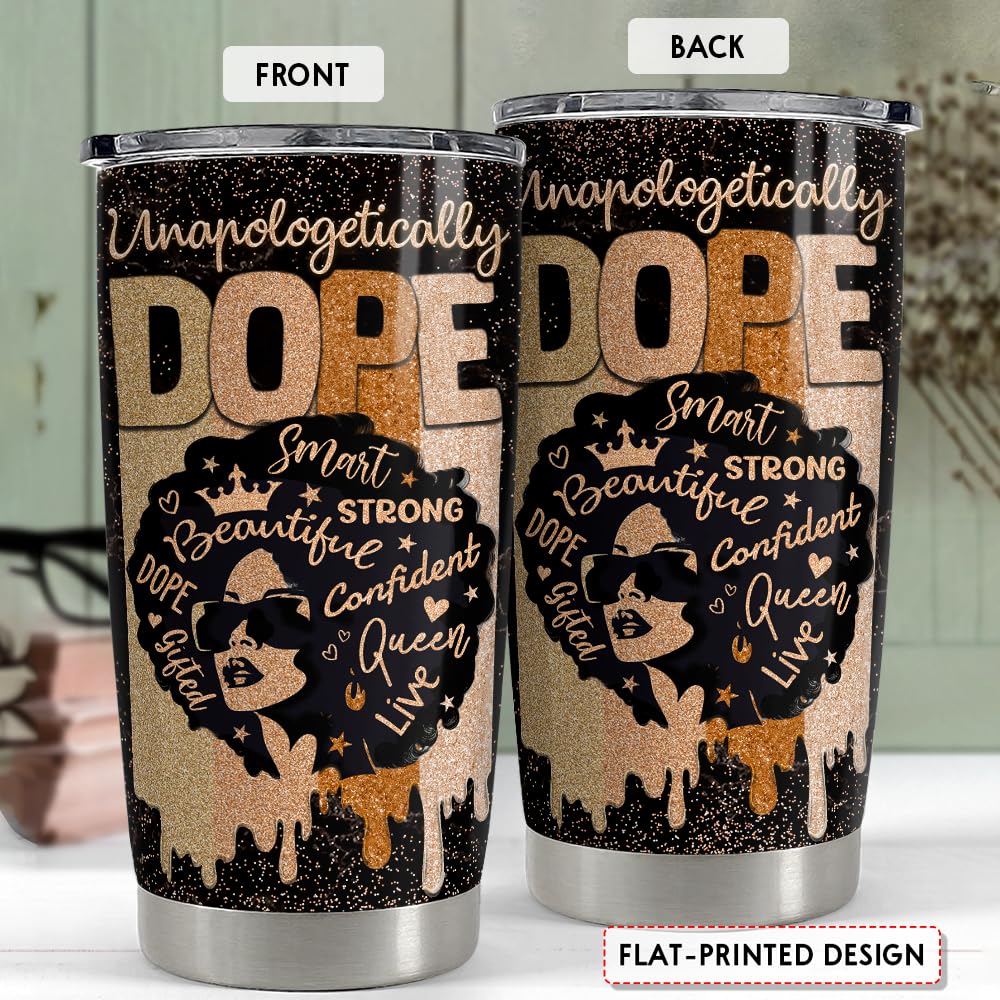 SANDJEST Inspirational Gifts for Women Black Woman Inspiration Tumbler 20oz Stainless Steel Insulated Coffee Travel Mug Cup Moti