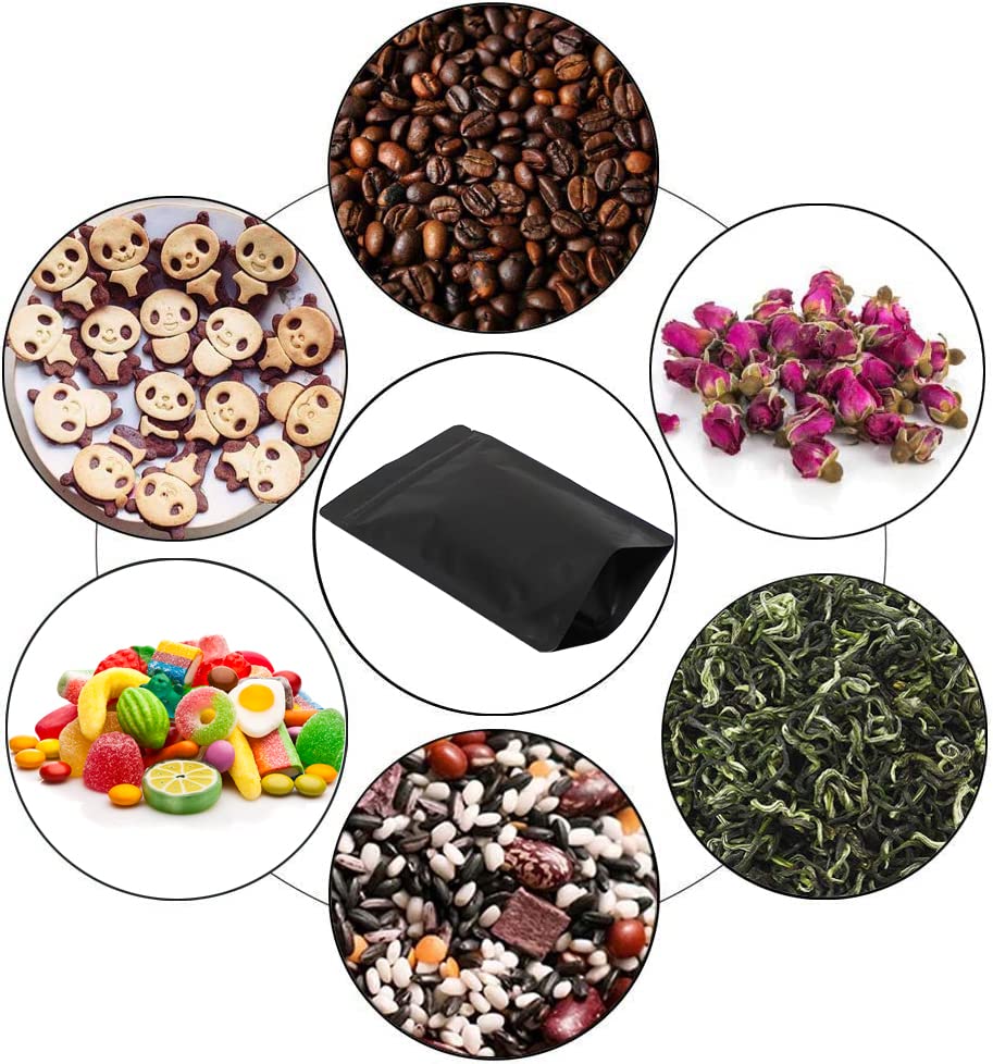 Ucoffee 100 Pieces Mylar Bags - 4X6 Inches Mylar Food Storage Bags Resealable Foil Pouch Bags Stand Up Airtight Ziplock Bag Bulk