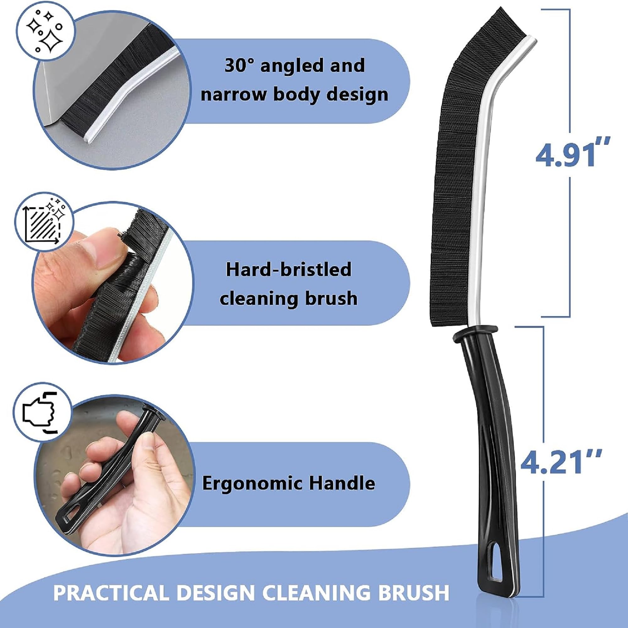 Veranco Cleaning Brush - Hard Bristle Crevice Cleaning Brush, 4Pcs, Black