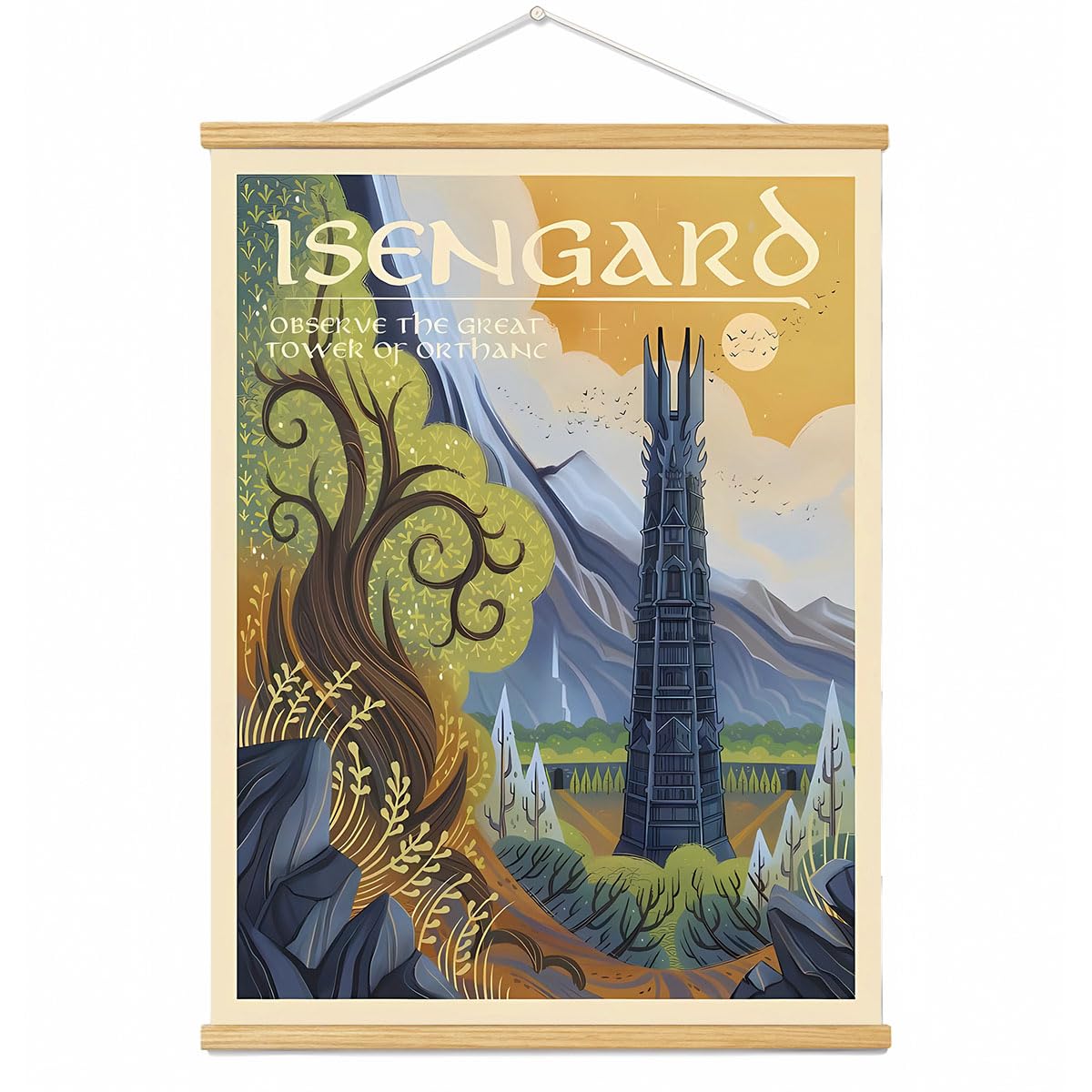 Meksular Middle Earth Landscape Wall Art Prints, Canvas Painting, Fantasy Posters, Wall Pictures, For Travel Gift, Office Home D