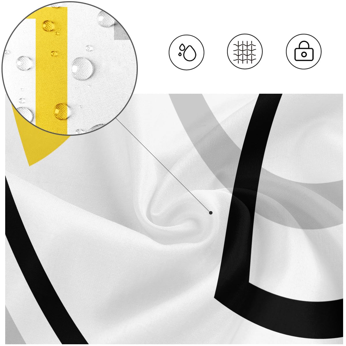 Kikiry Yellow And Black Shower Curtain 60''W X 72''L White Grey Gray Abstract Geometric Cross Modern Checkered Geometry Minimali