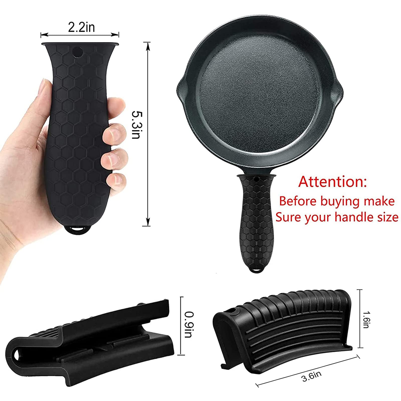 8 Pcs Non-Slip Silicone Hot Handle Holder & Assist Grips, Potholder For Cast Iron Skillets, Heat Resistant Handle Cover Sleeve F