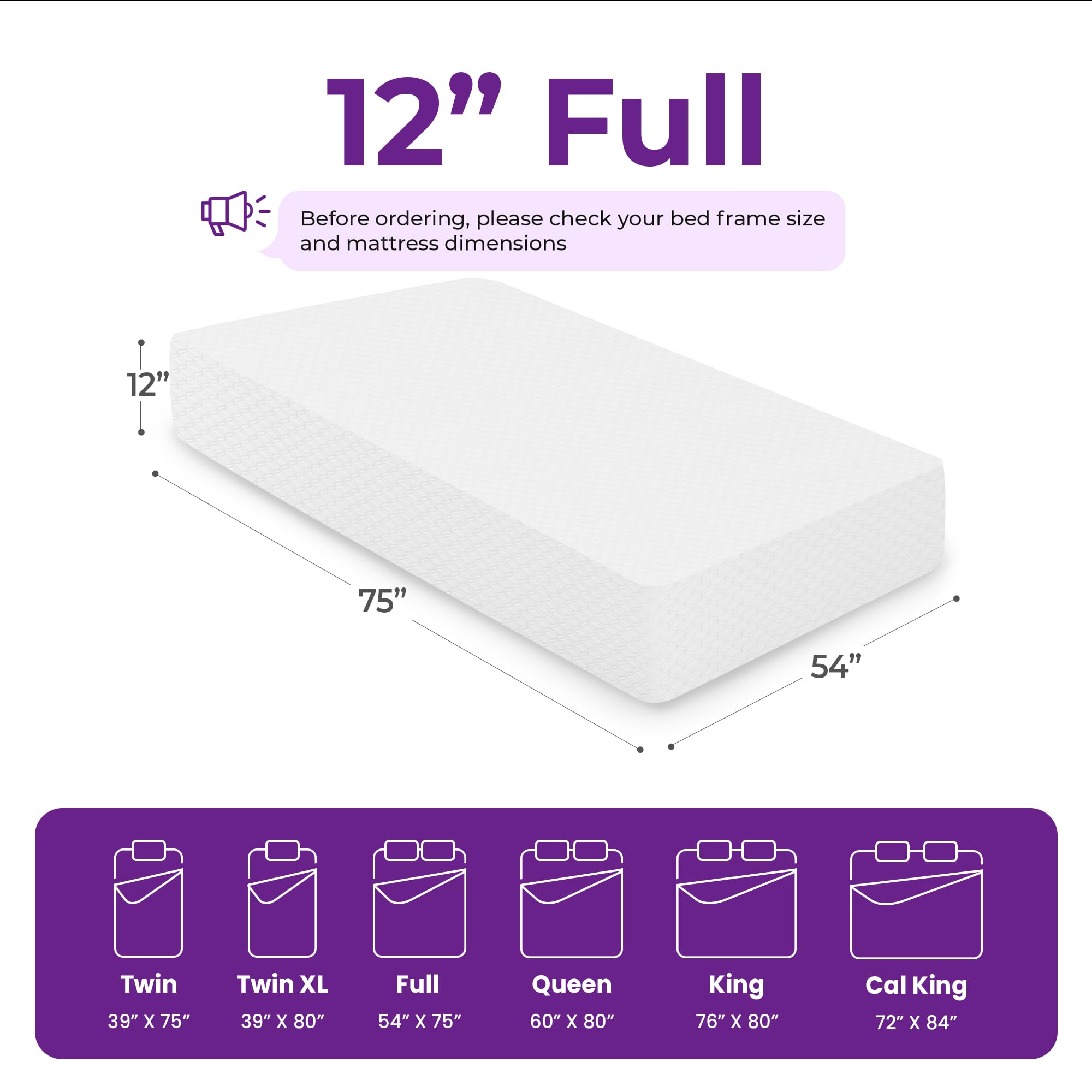 Gaeste 12 Inch Full Cooling Gel Memory Foam Mattress Medium Firm For Cool Sleep Pressure Relieving Certipur-Us Certified Conveni