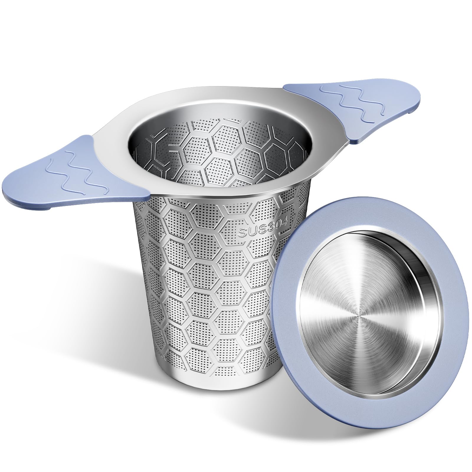 Ctianwxy Large Tea Infuser For Loose Leaf Tea,18/8 Stainless Steel Tea Infuser With Heat Proof Silicone Handles,Extra Fine Mesh