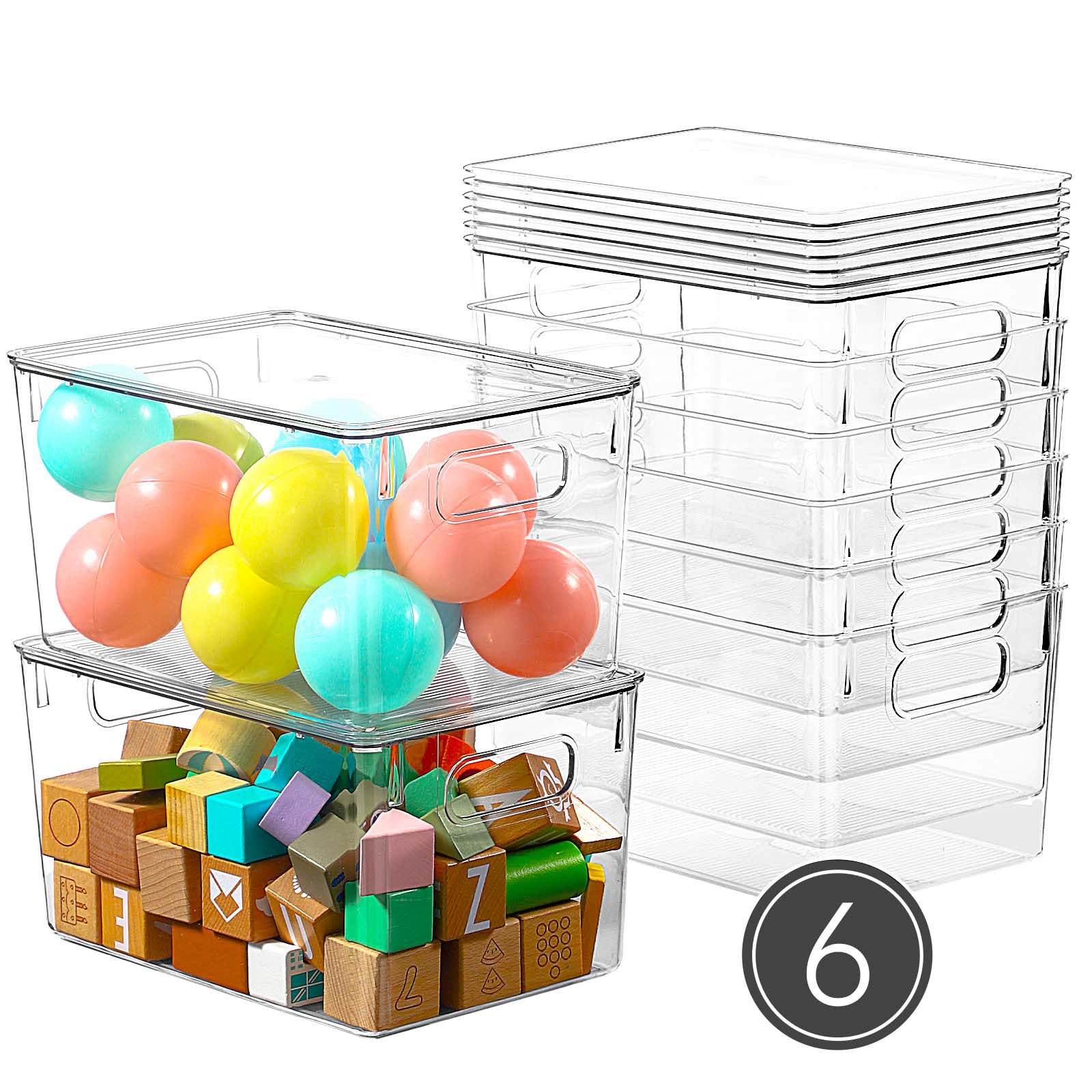 6 Pack Clear Storage Bins With Lids, 7 Quart Stackable Storage Boxes For Storage And Organization, Plastic Storage Containers Wi