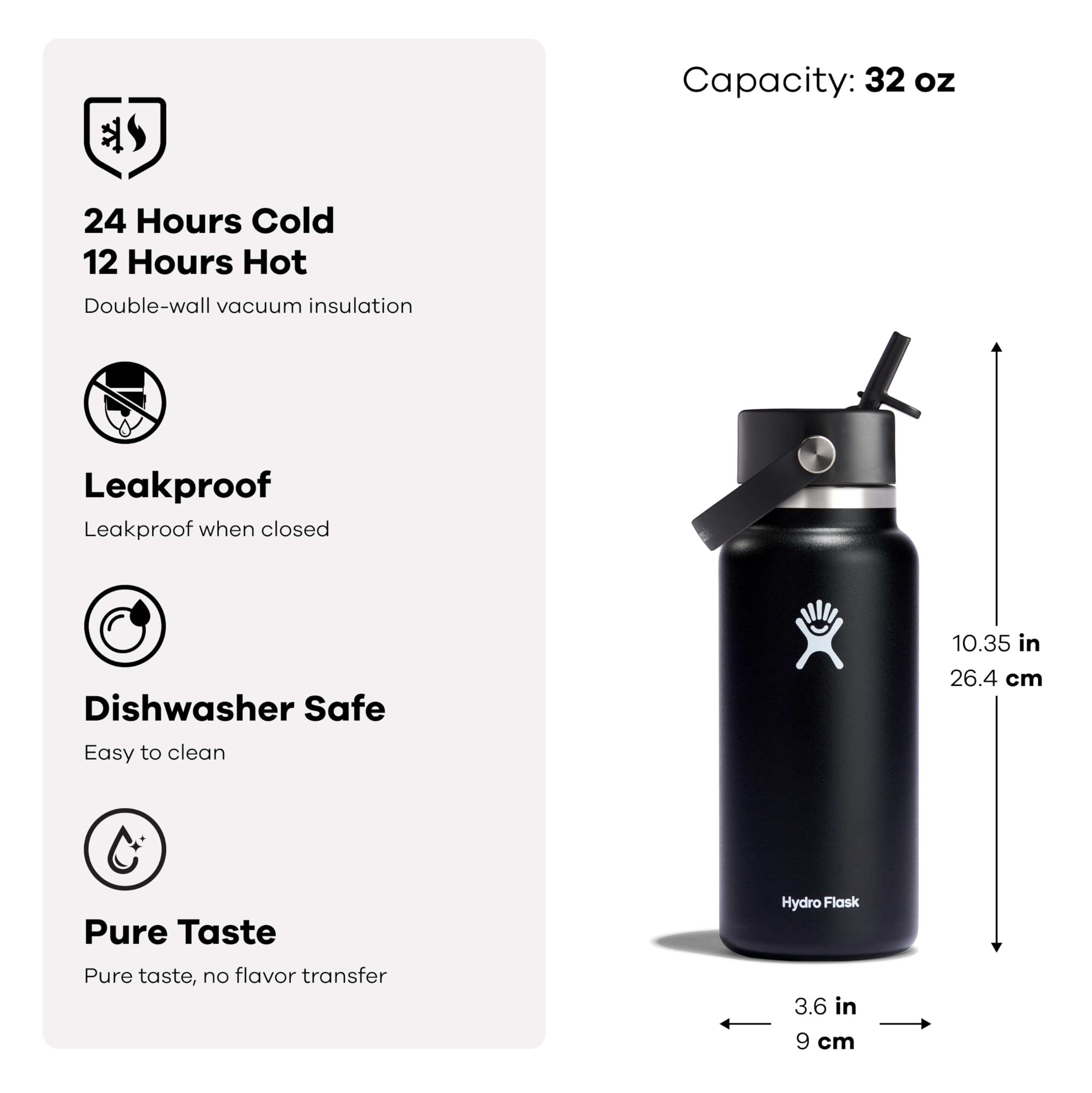 Hydro Flask 40 Oz Wide Mouth Flex Straw Cap Starlight